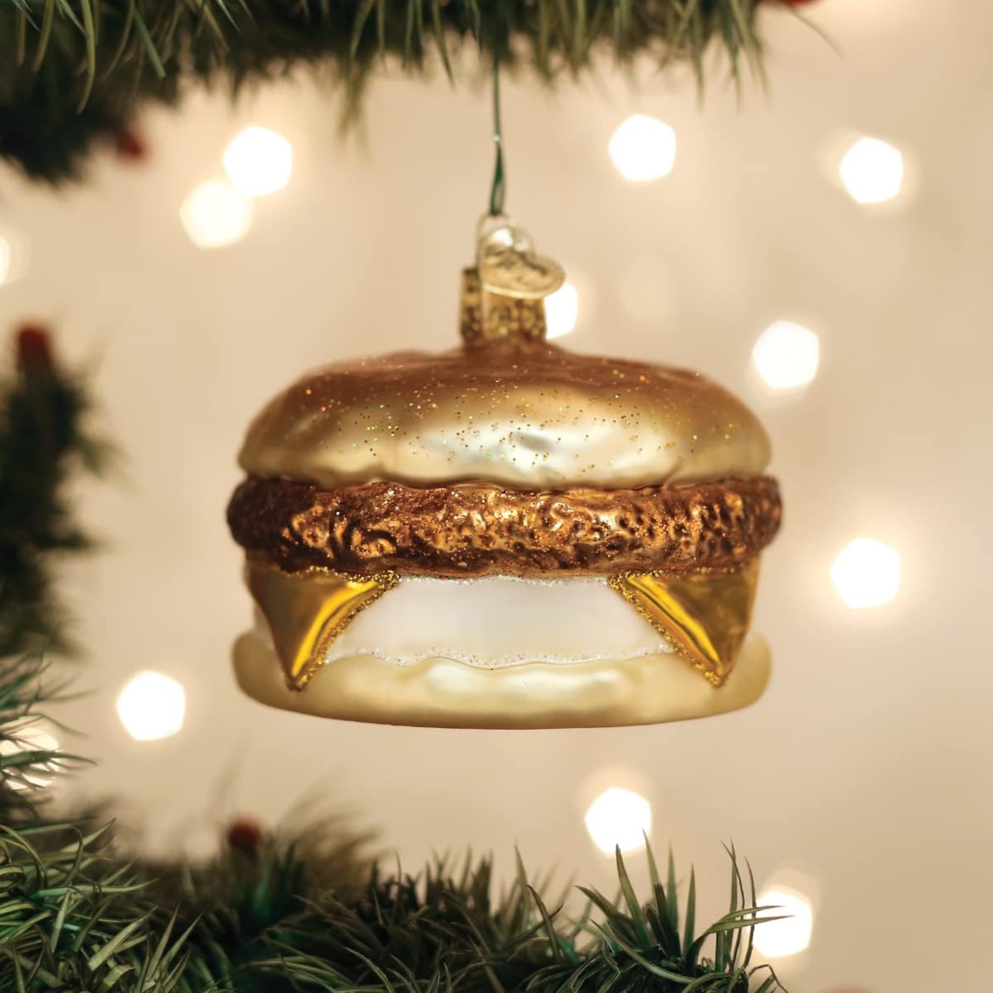 Old World Christmas Breakfast Sandwich Blown Glass Holiday Ornament