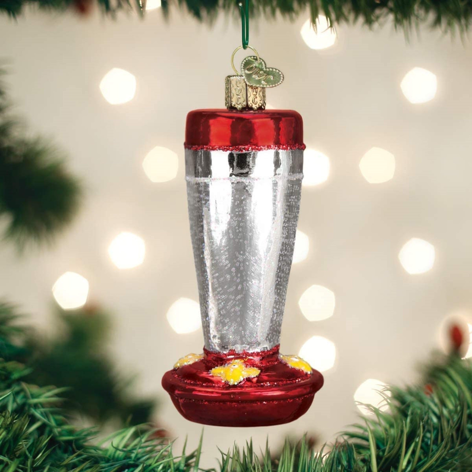 Old World Christmas Glass Blown Tree Ornament, Hummingbird Feeder