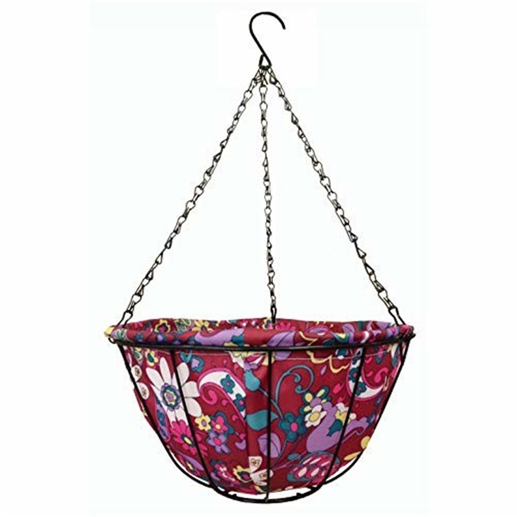 Gardener Select Hanging Basket with Fabric Coco Liner, Red/Purple, 12"