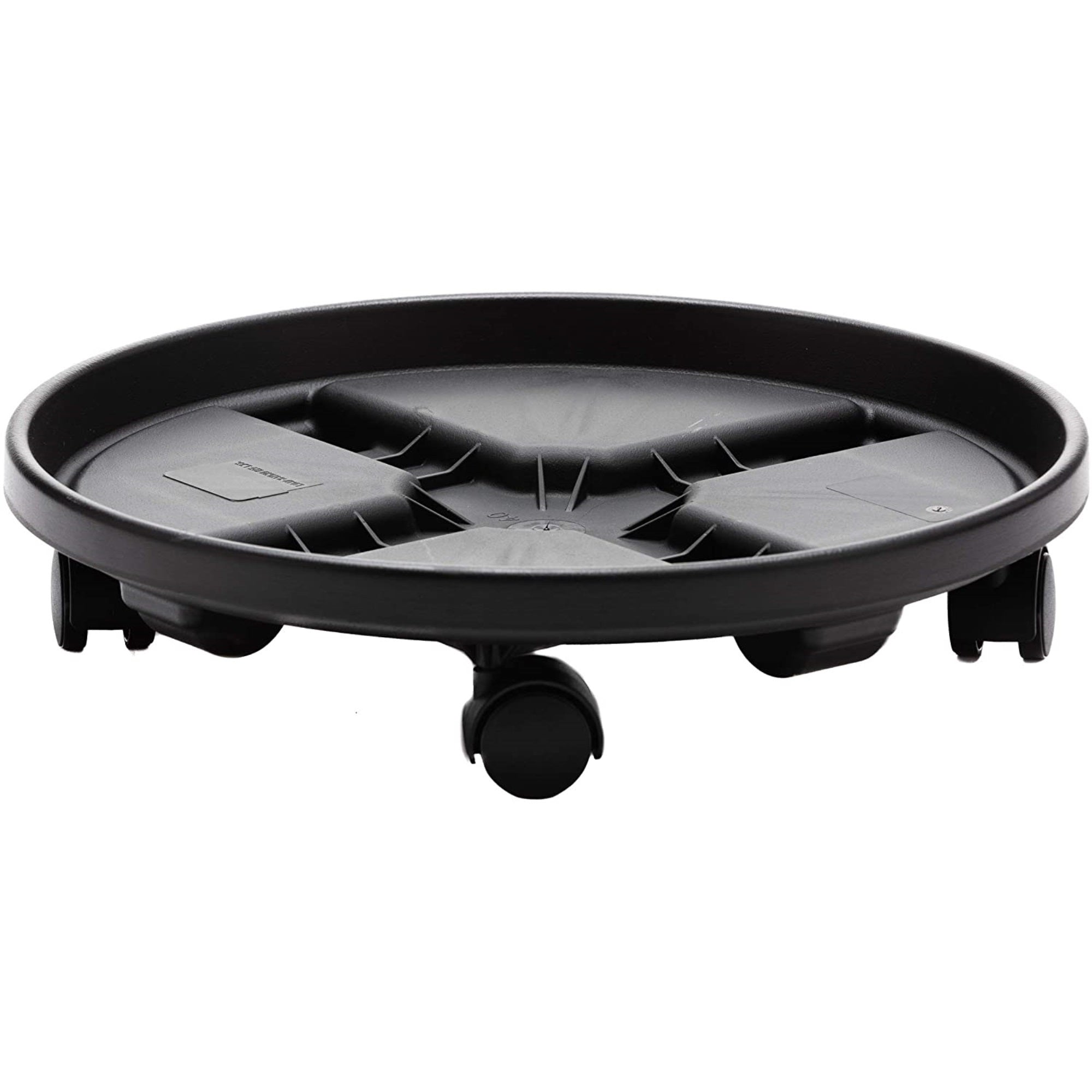Bloem Plant Caddy with Saucer Tray and Wheels, Round, Black 16"