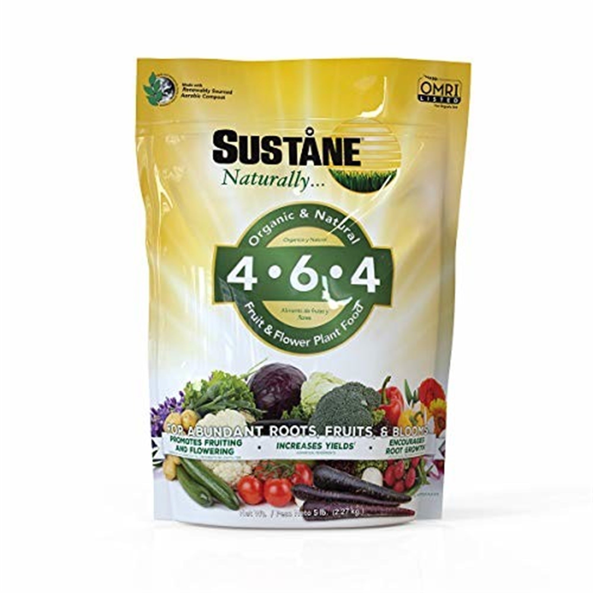 Sustane 4-6-4 Organic & Natural Fruit & Flower Plant Food Fertilizer- 5lb.