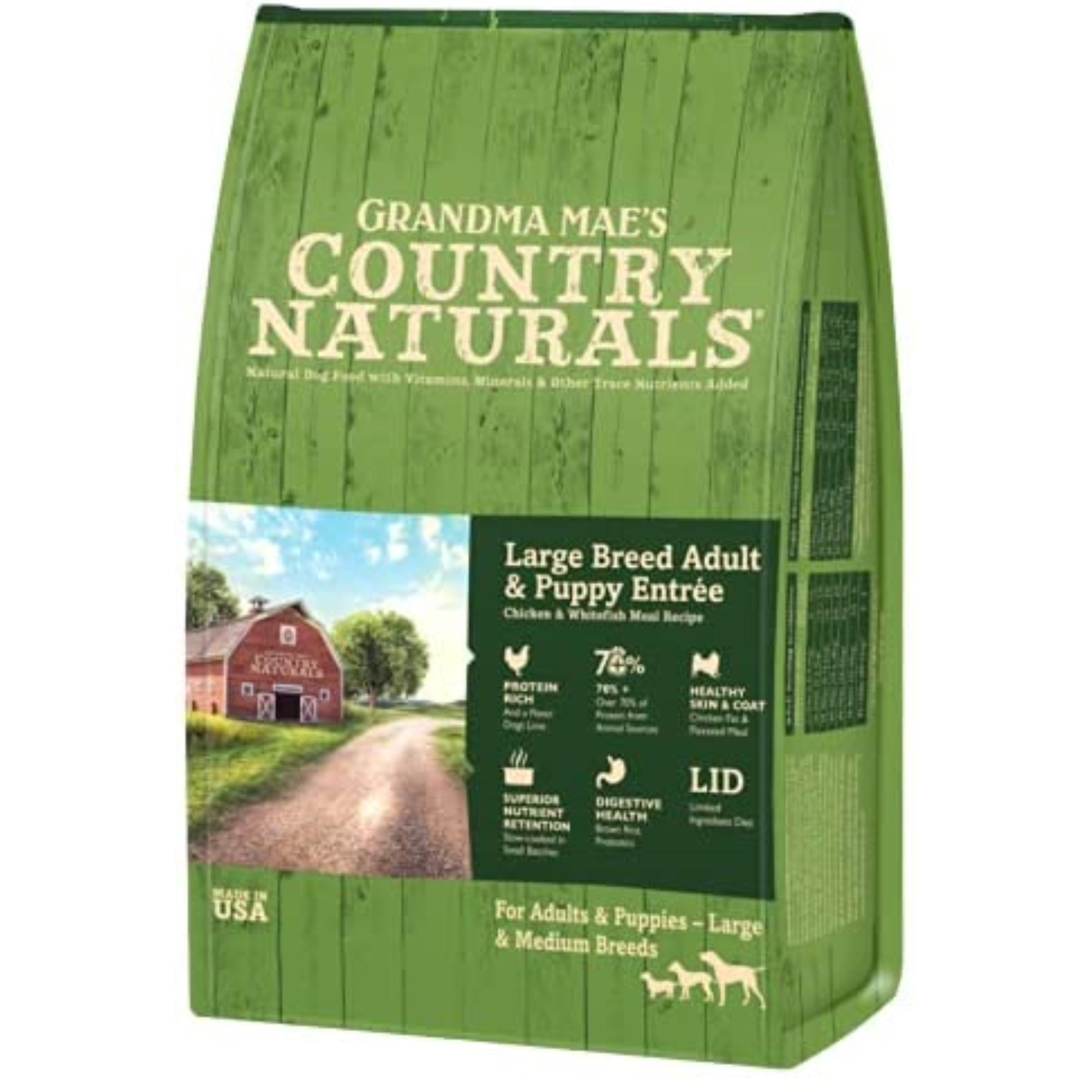 Grandma Mae’s Country Naturals Large Breed Adult & Puppy Entree Dog Food, 14 LB