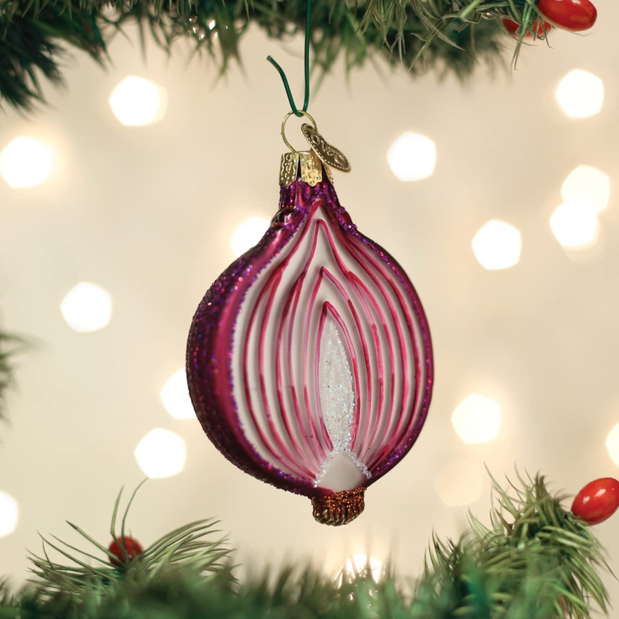 Old World Christmas Glass Blown Red Onion Ornament, 3"
