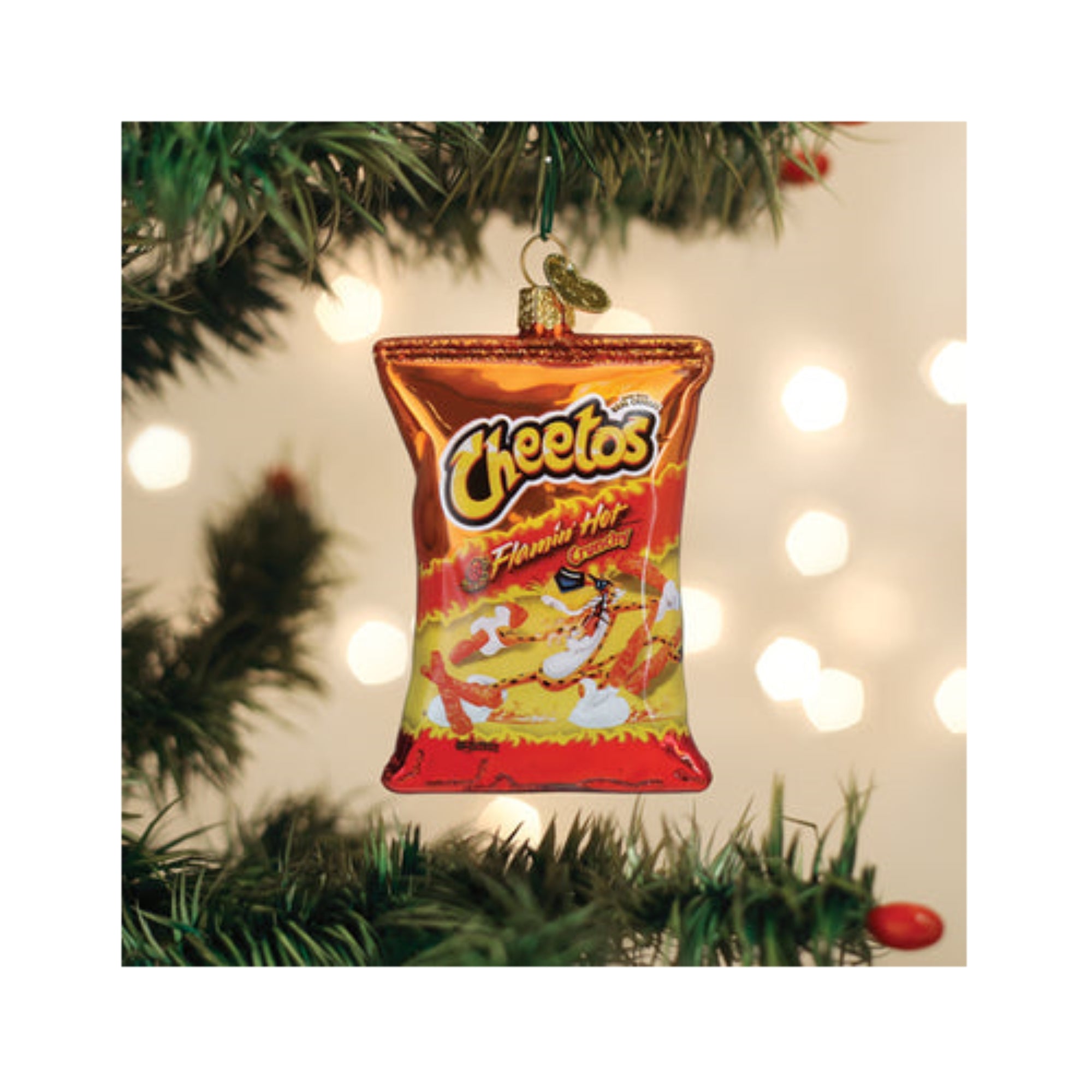 Old World Christmas Flamin Hot Cheetos Blown Glass Holiday Ornament For Tree