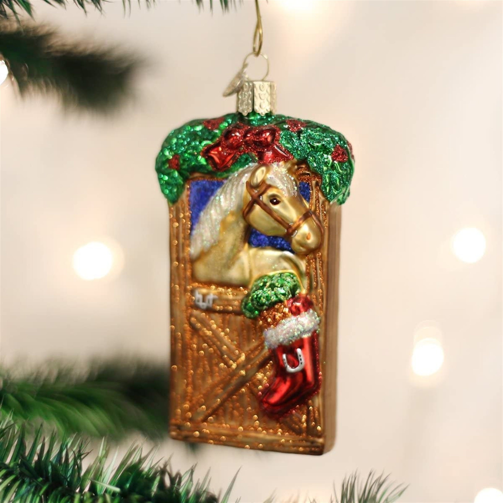 Old World Christmas Horse In Stall Glass Blown Ornament