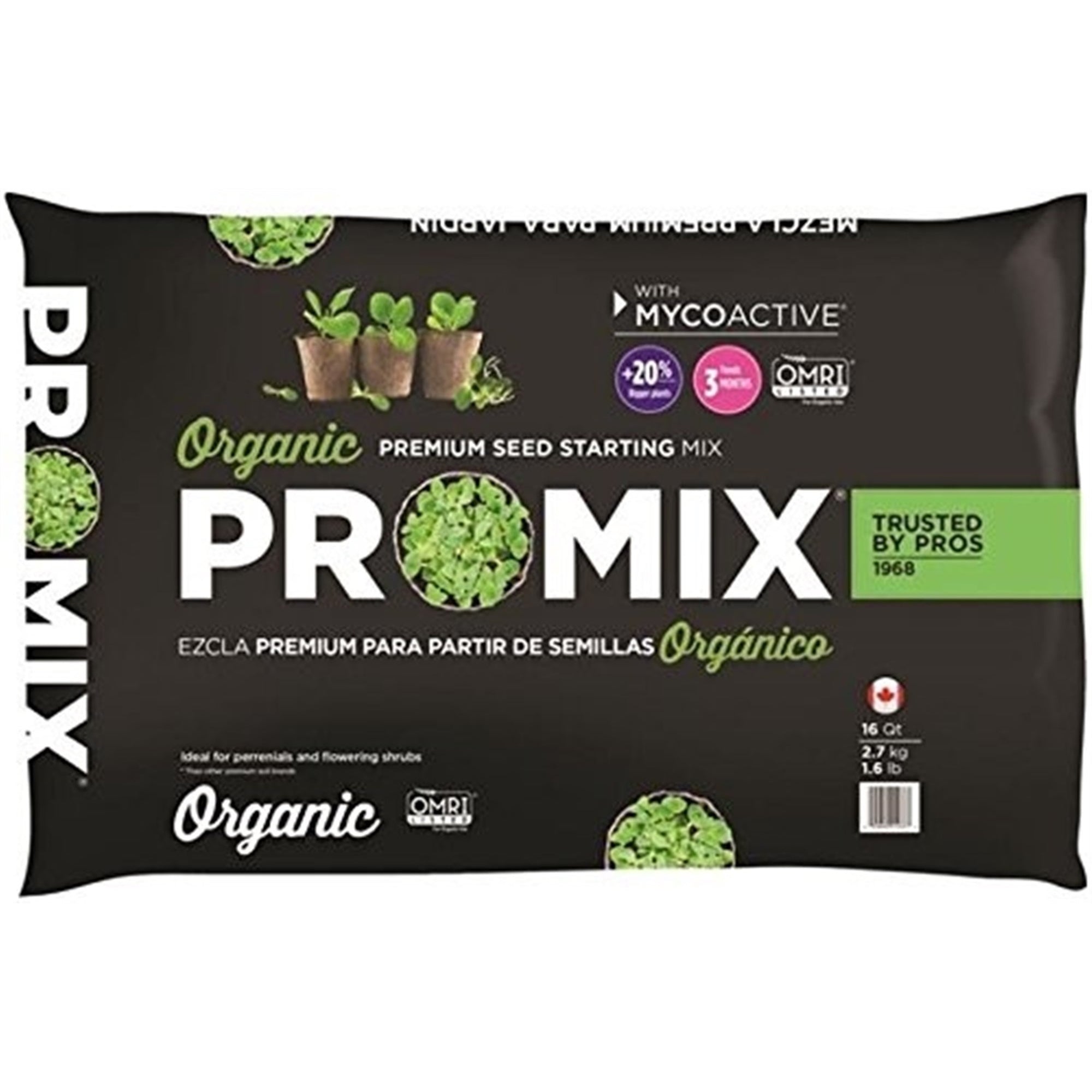 Premier Horticulture Pro Mix Organic Seed Starting Mix with Mycoactive, 16 Quart