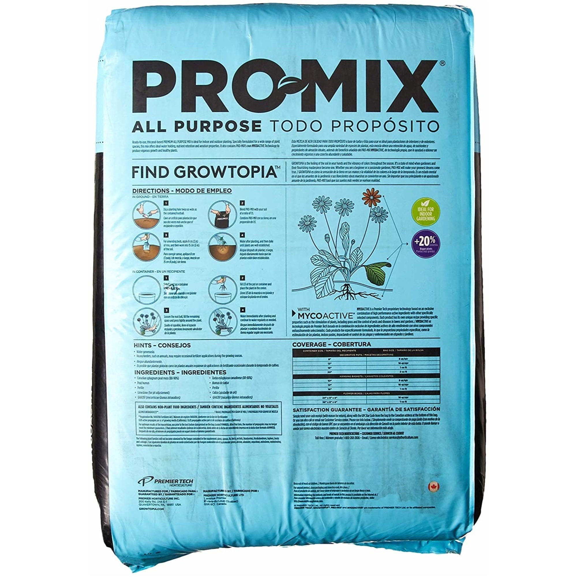 Premier Horticulture PRO-MIX Premium All Purpose MYCOACTIVE Mix, 2 CU FT