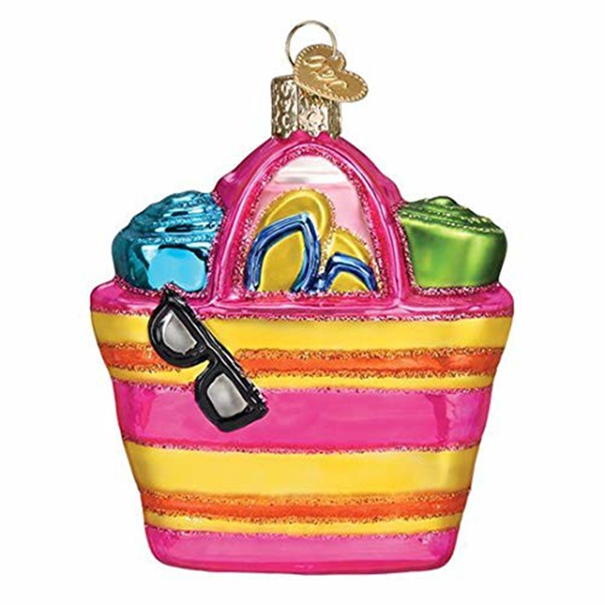 Old World Christmas Glass Blown Beach Bag Ornament