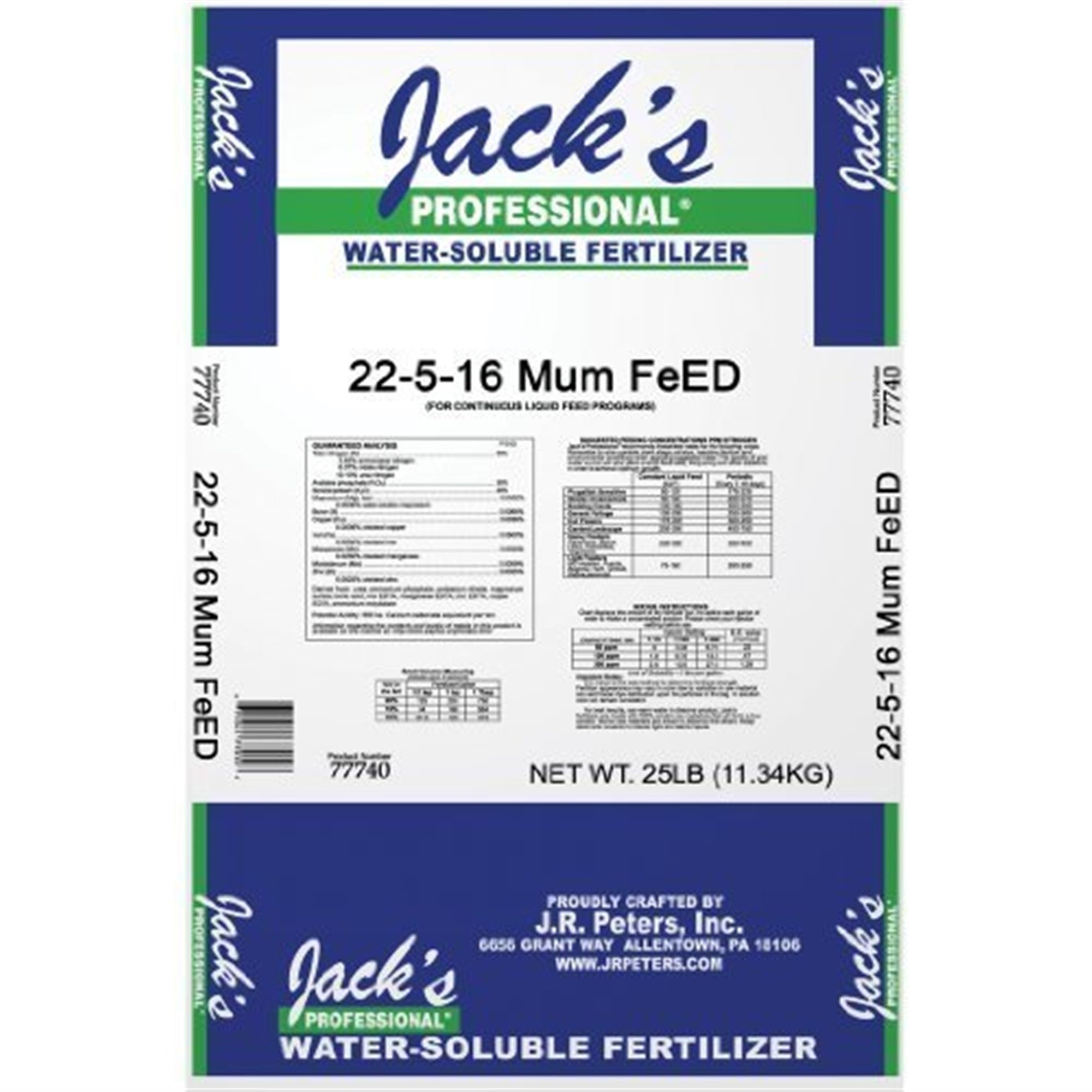 Jacks Prof Mum Feed Plus Magnesium 22-5-16 Fertilizer, 25-Pound