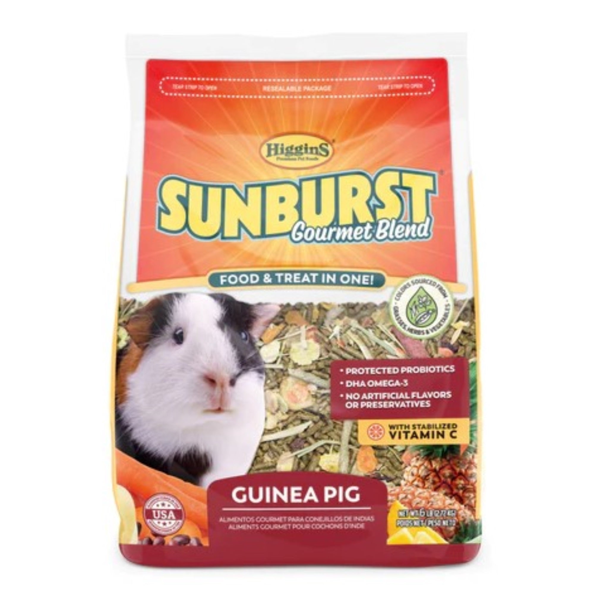 Higgins Sunburst Gourmet Blend Guinea Pig Food, 25lb Bag