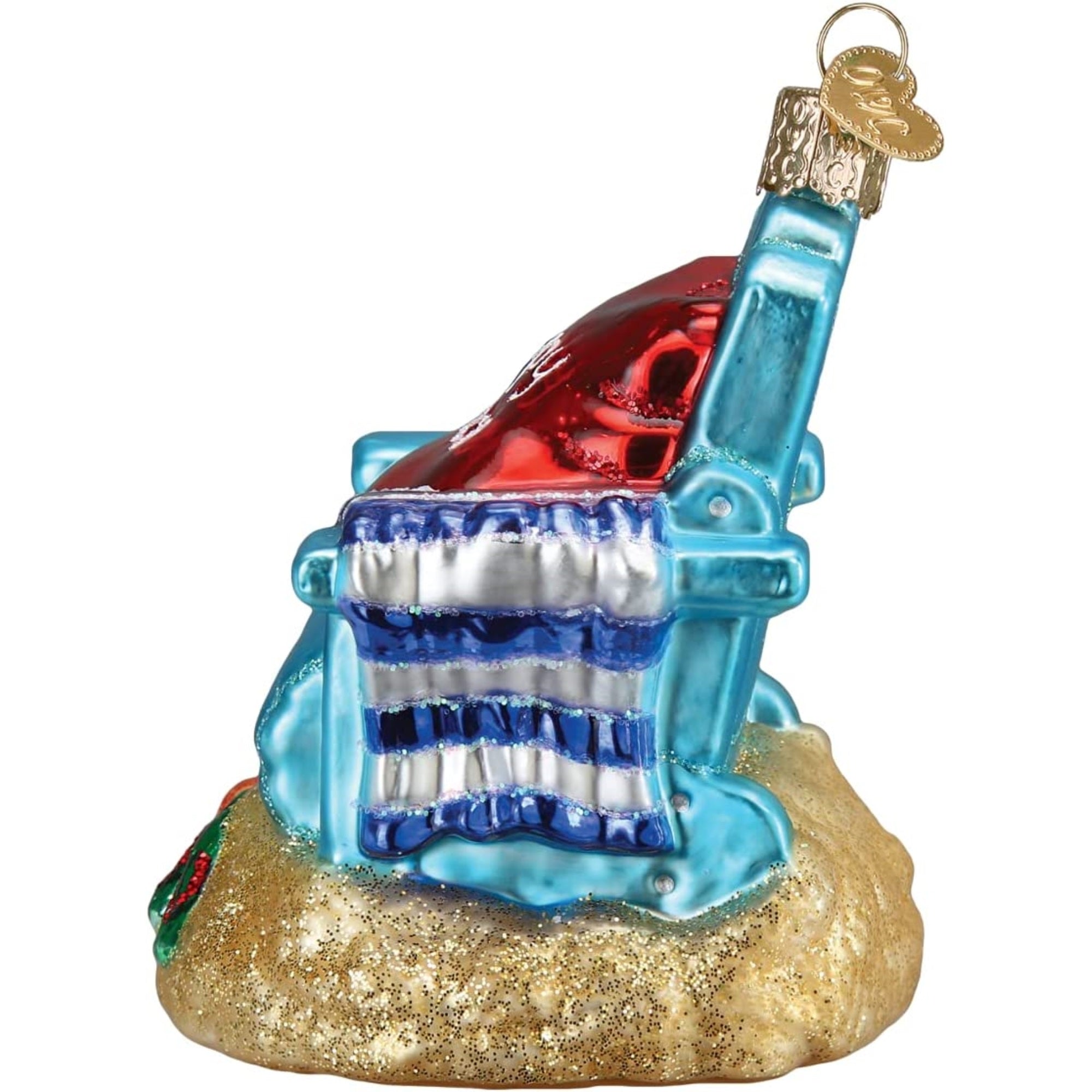 Old World Christmas Glass Blown "Happy Place" Beach Chair Ornament, 3.5"