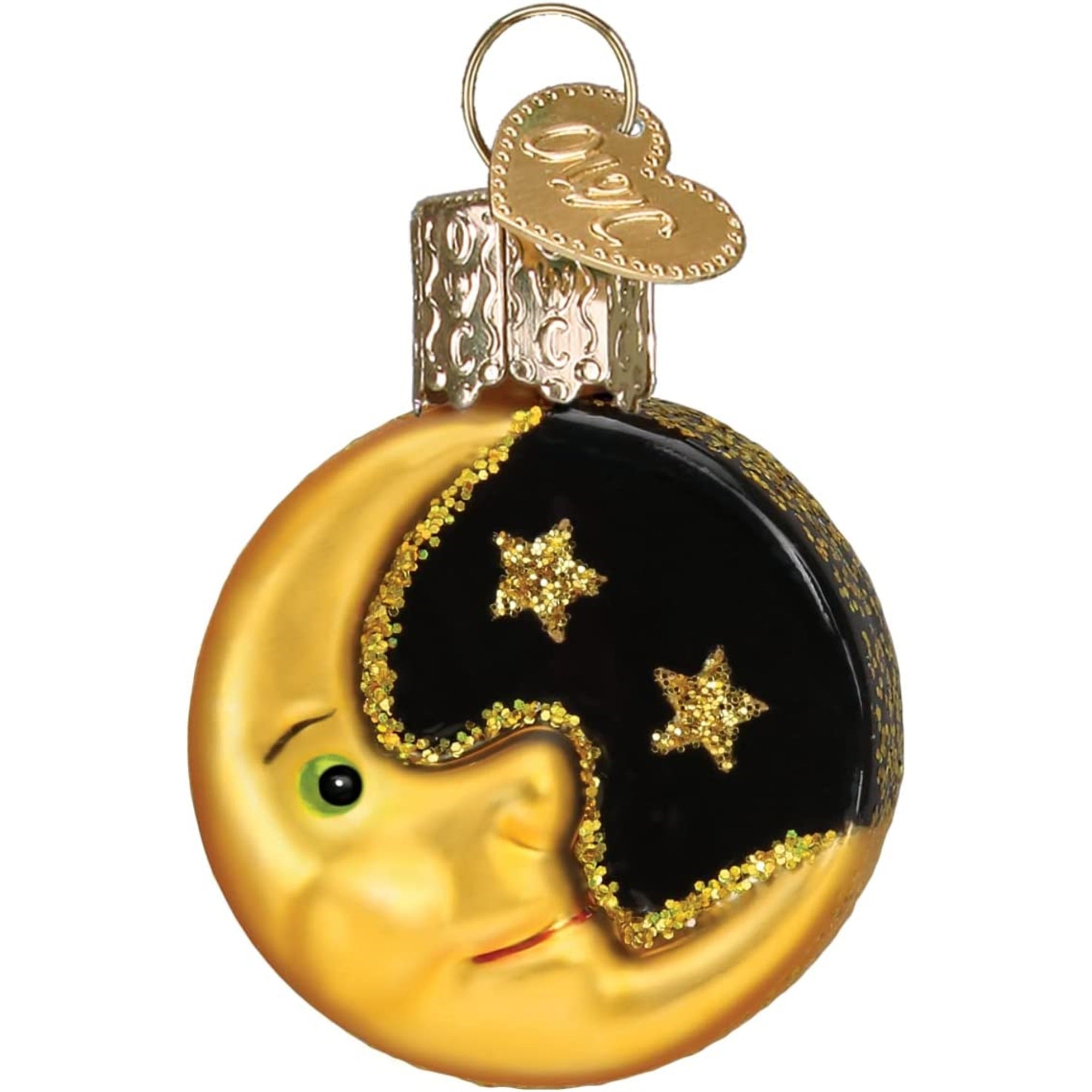 Old World Christmas Mini Glass Blown Moon Ornament, 1.25"