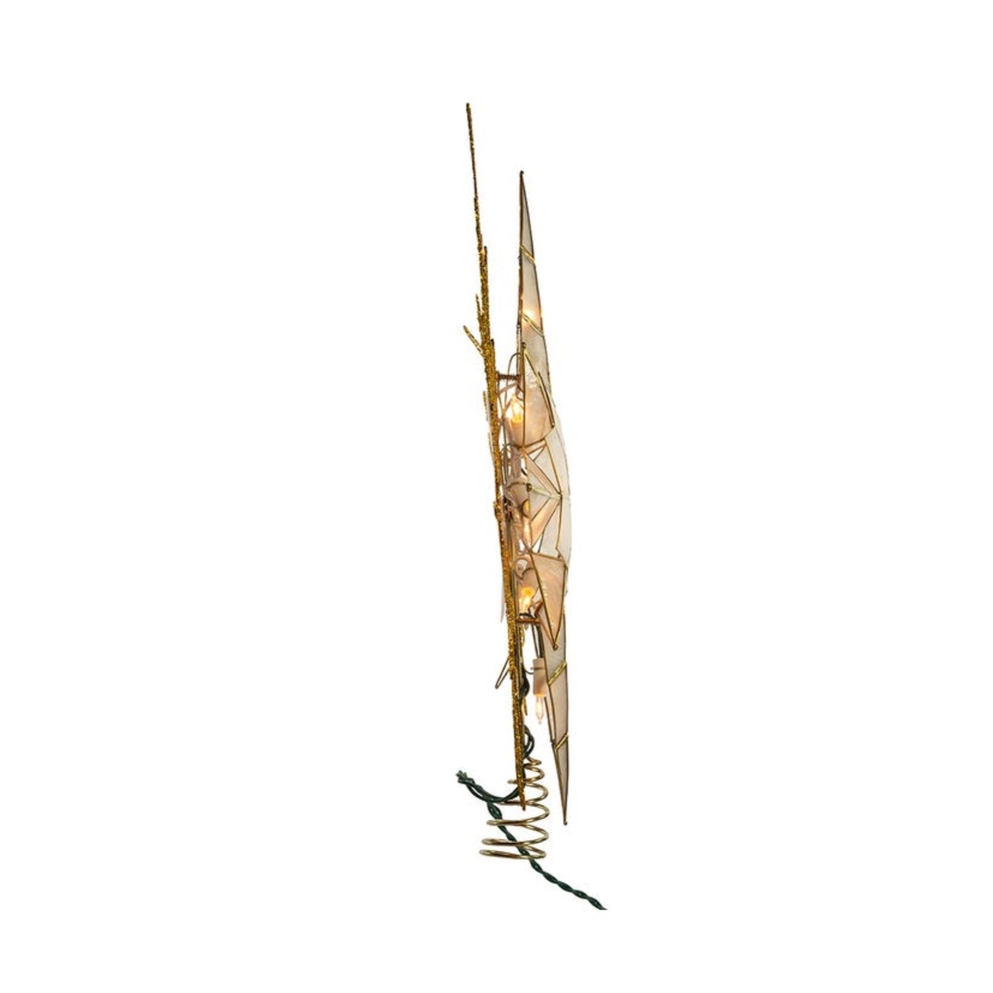 Kurt Adler 10-Light Capiz Treetop, Gold Glitter Star, 14"