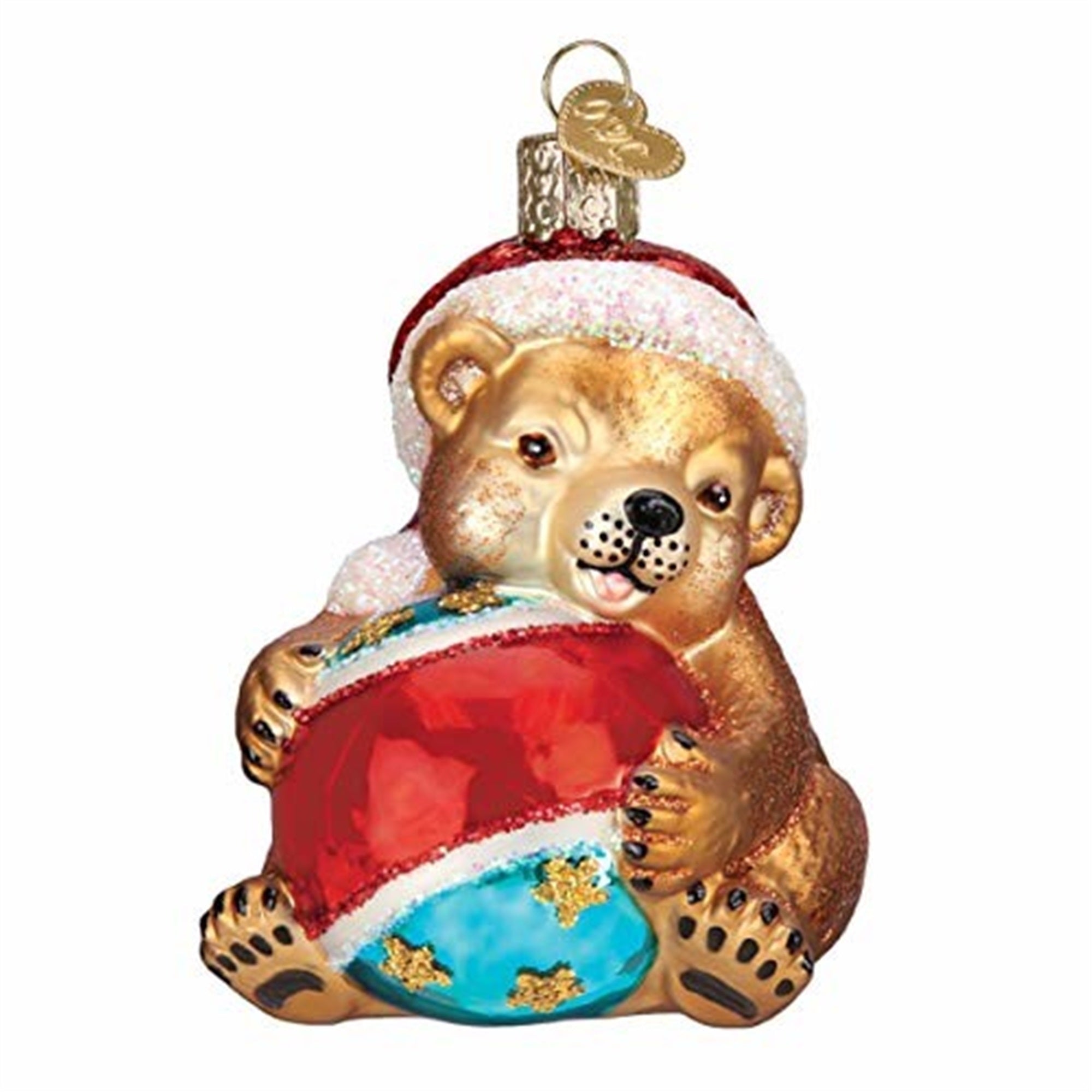 Old World Christmas Collection- Glass Blown Ornament: Playful Cub