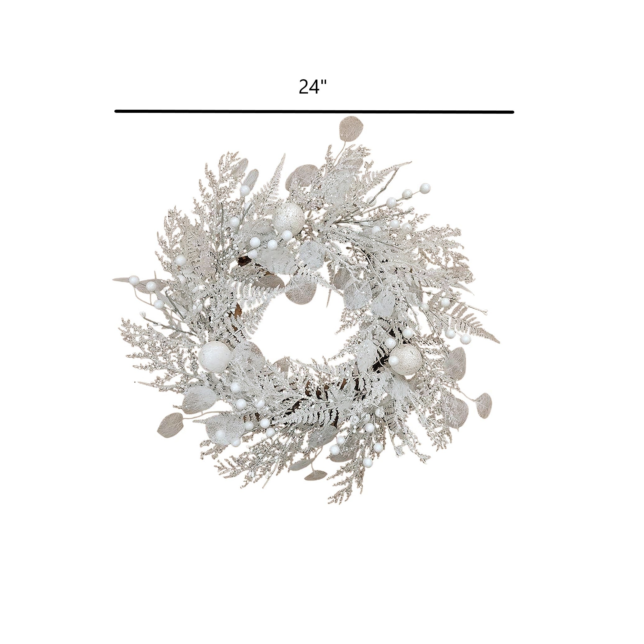 Kurt Adler Unlit Sparkling White Rattan Artificial Christmas Wreath Decoration, 24"