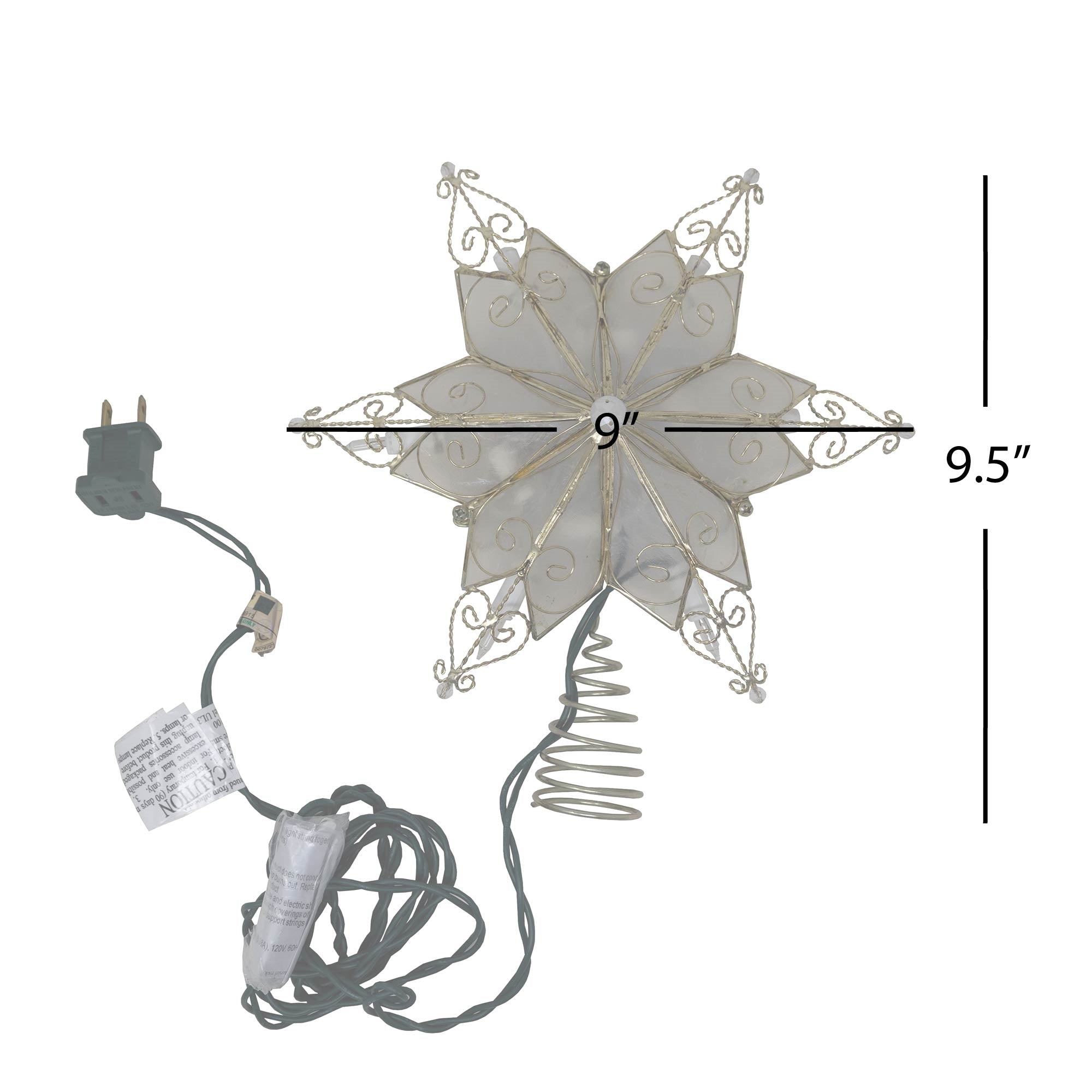 Kurt Adler 10-Light 6-Point Capiz Star Treetop, 9"