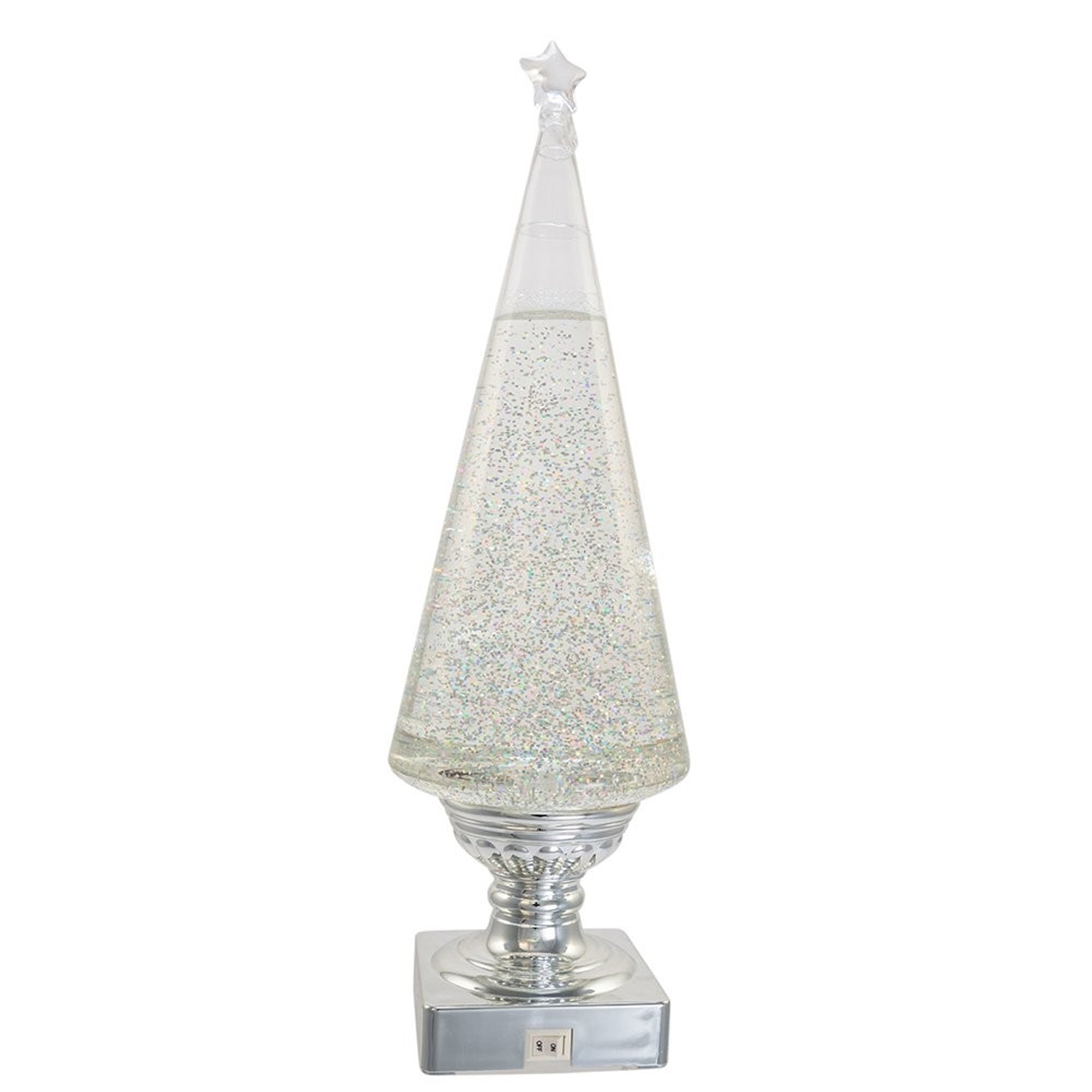 Kurt Adler Battery-Operated Lava Light Tree, 14-Inch, Clear and Silver