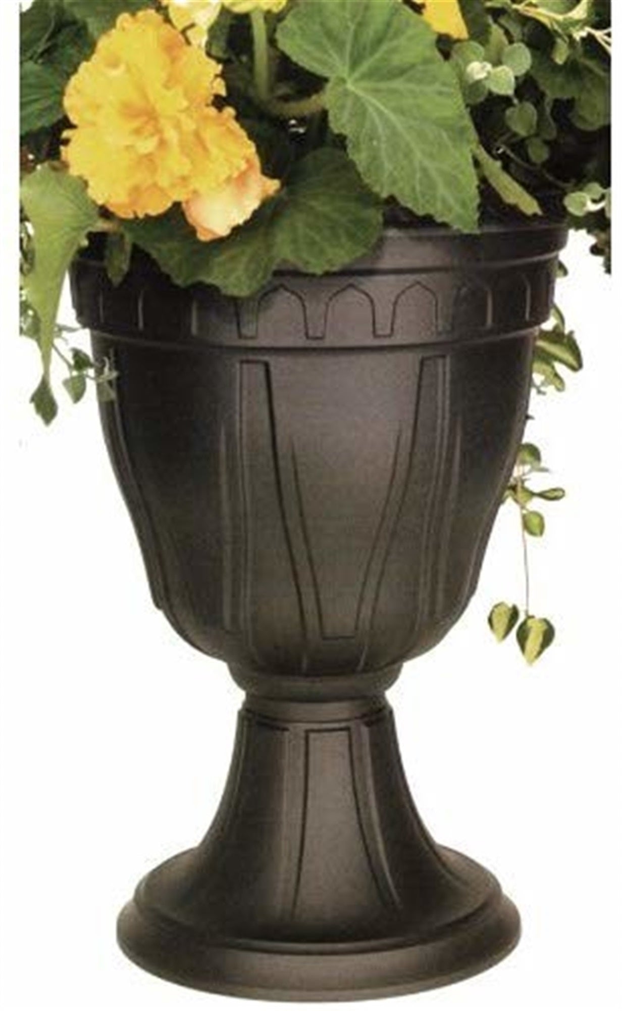 DCN Plastic Tall Azura Urn Planter, Black, 20"