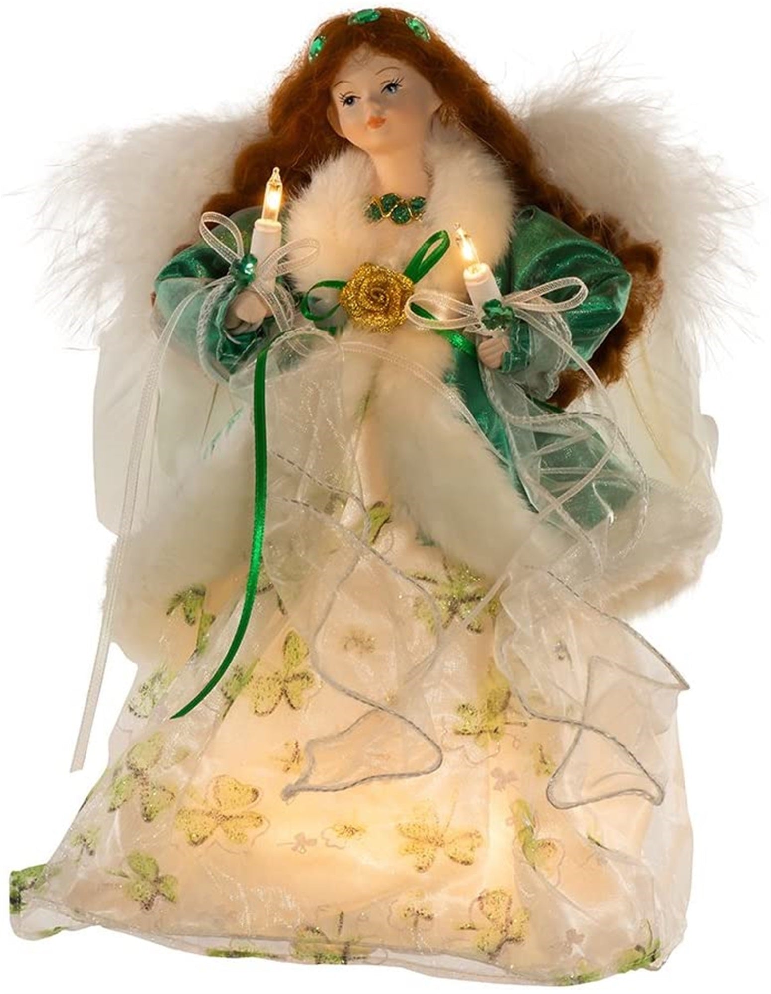 Kurt Adler (#UL2213) UL 10-Light Irish Angel Treetop, 12"