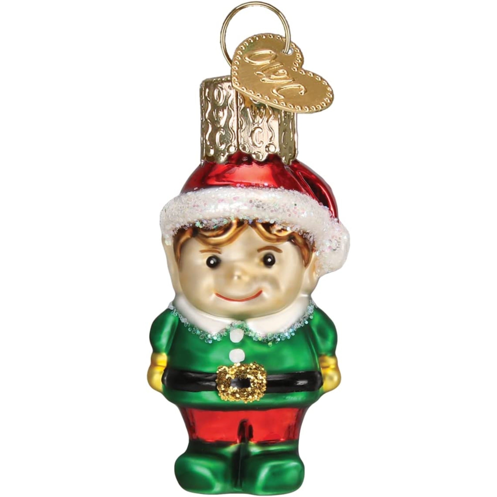 Old World Christmas Mini Glass Blown Elf Ornament, 2"