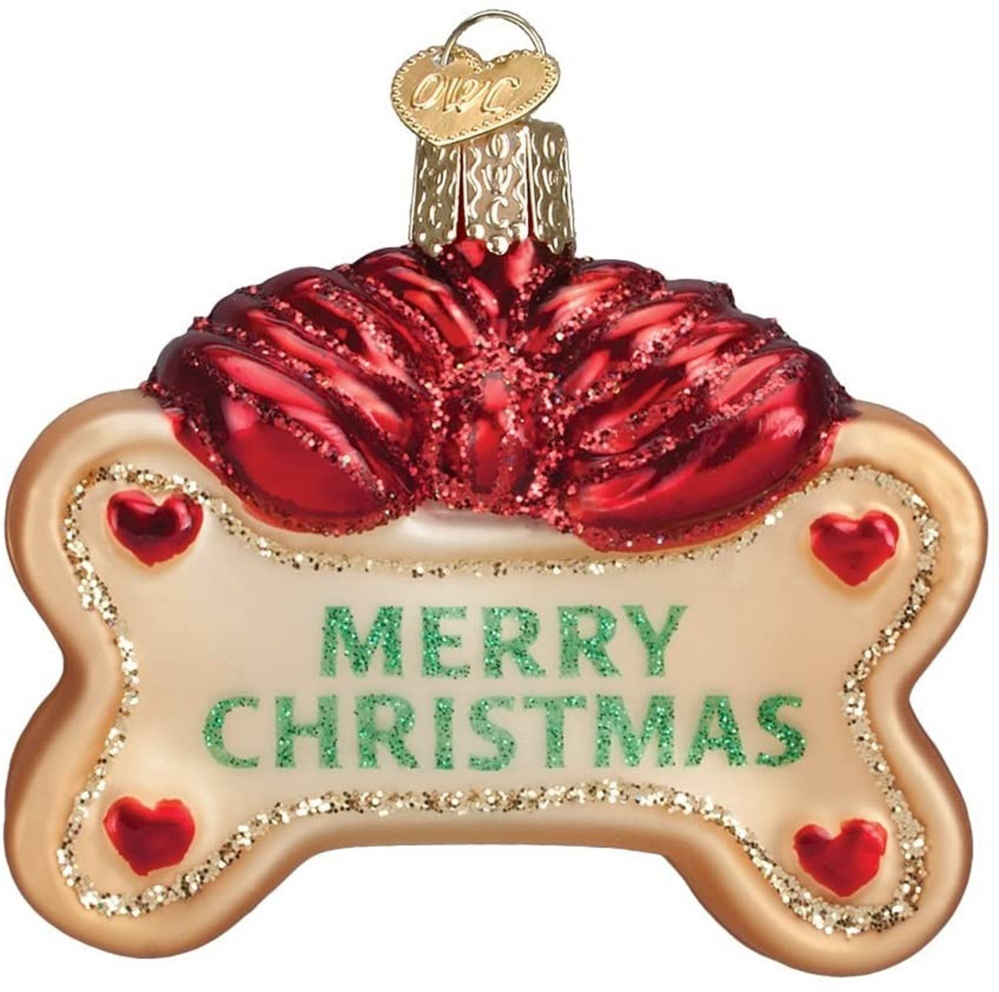 Old World Christmas Blown Glass Christmas Ornament, Merry Christmas Dog Treat