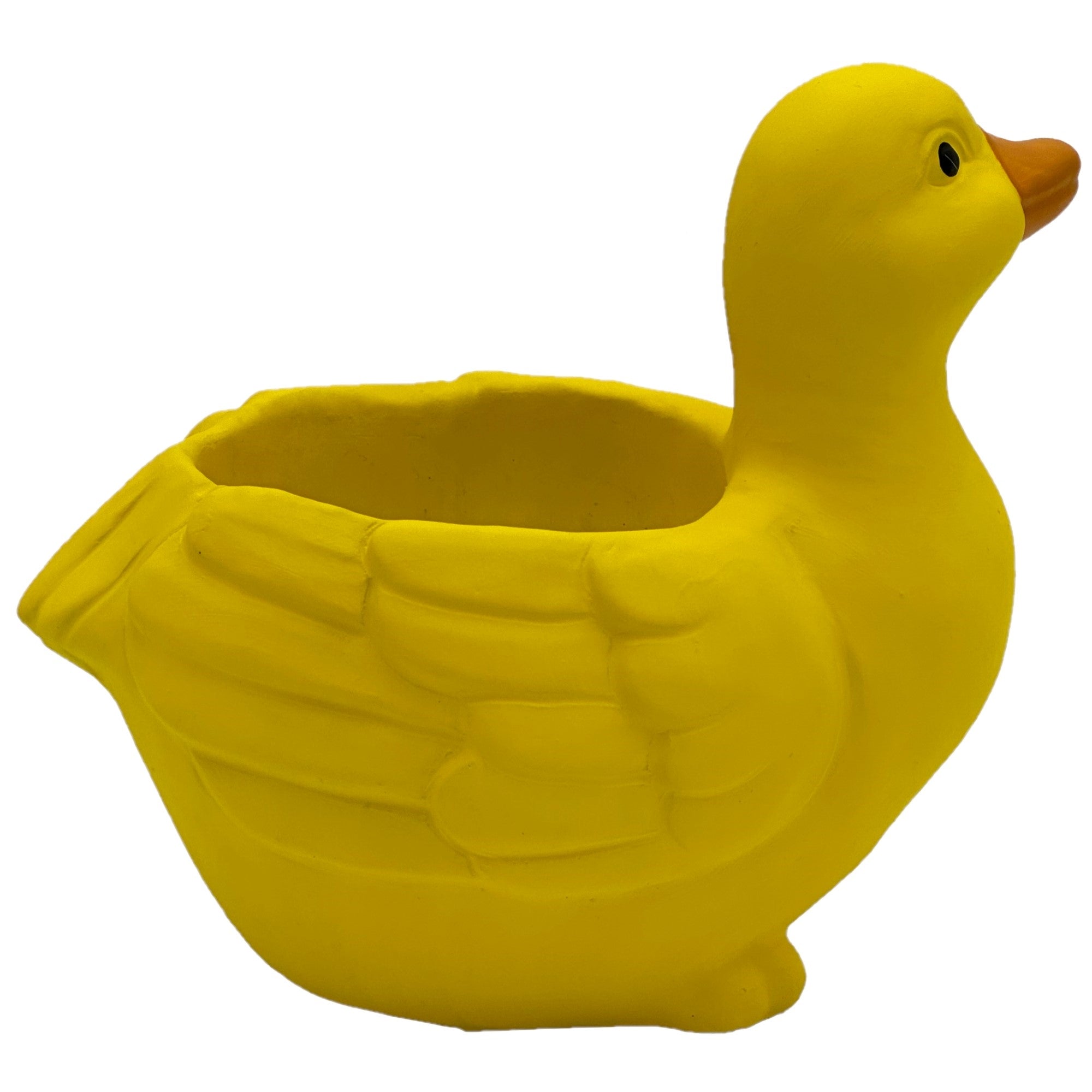 Classic Home and Garden Indoor Outdoor Cement Duck Planter, Yellow, 7"