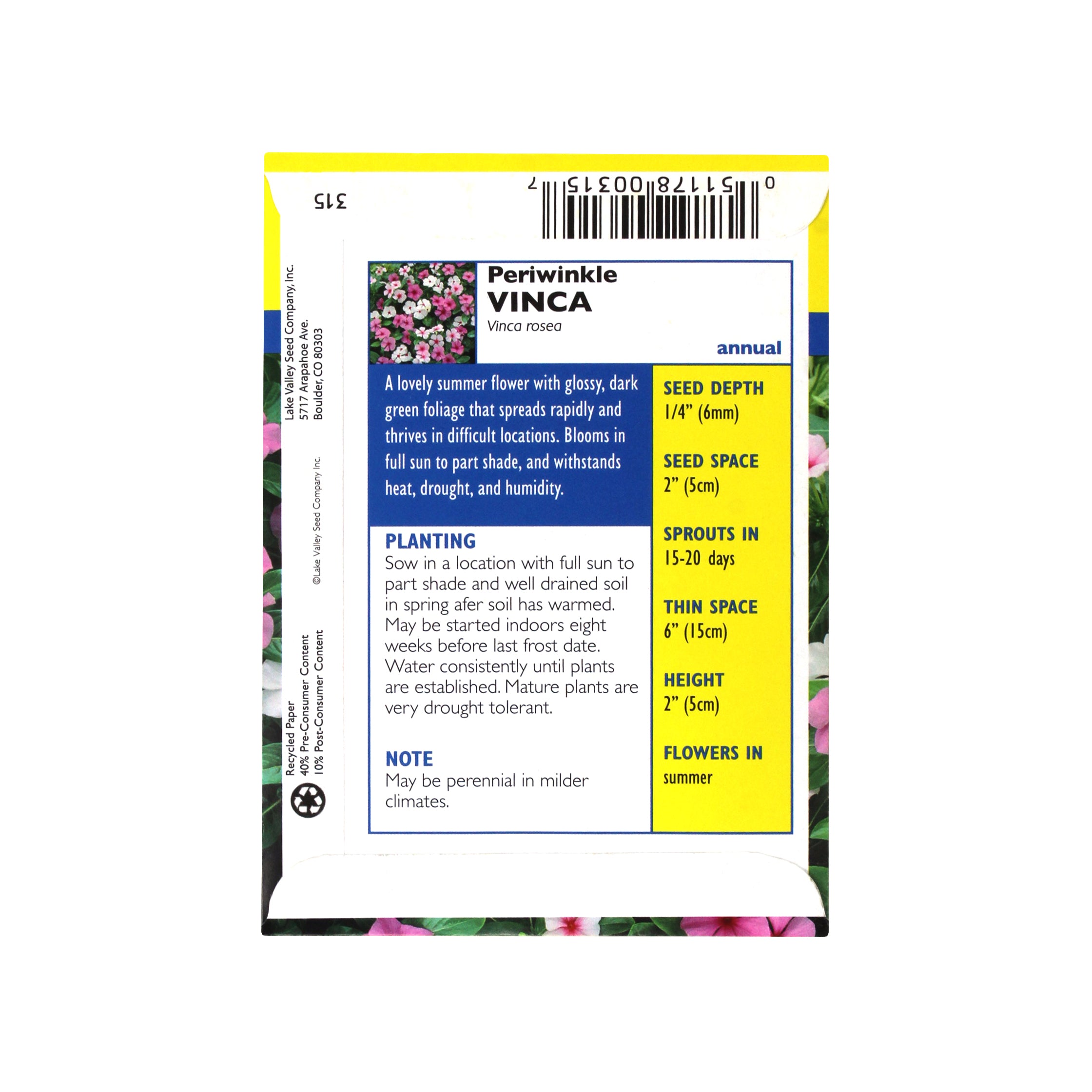 Lake Valley Seed Periwinkle Vinca