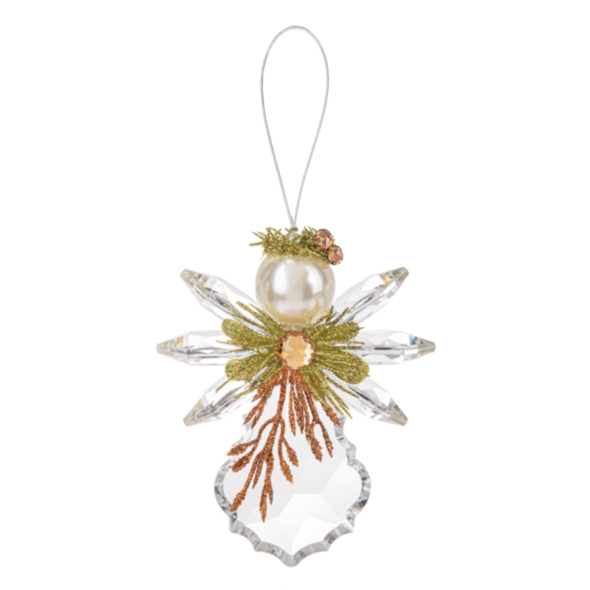 Ganz Krystal Collection, Acrylic Holiday Ornament, Pearl Angel, 4.5"