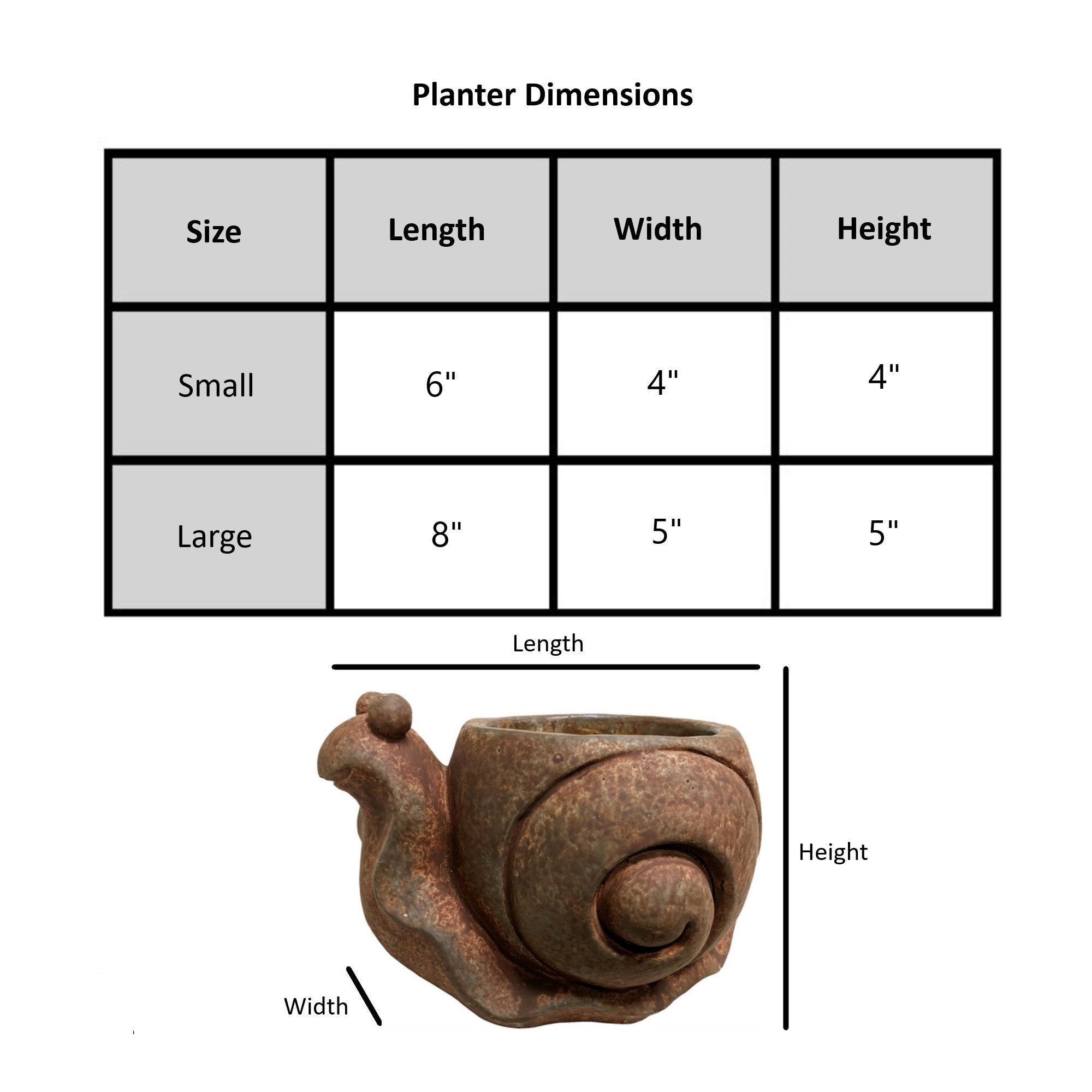 Classic Home and Garden Cement Buddies Indoor/Outdoor Planter with Drainage Hole, Smiling Snail