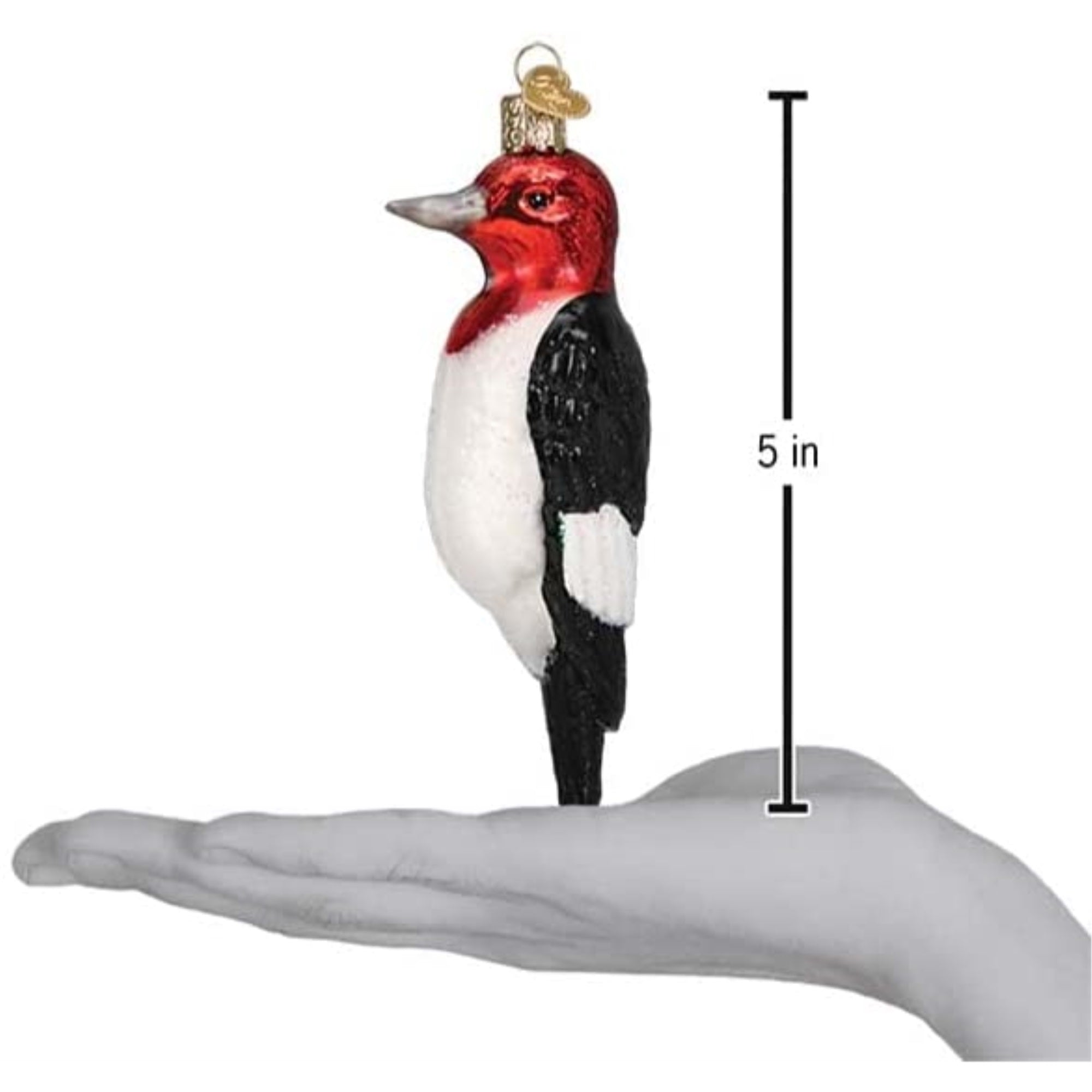 Old World Christmas Red-Headed Woodpecker Glass Blown Ornament Christmas Tree