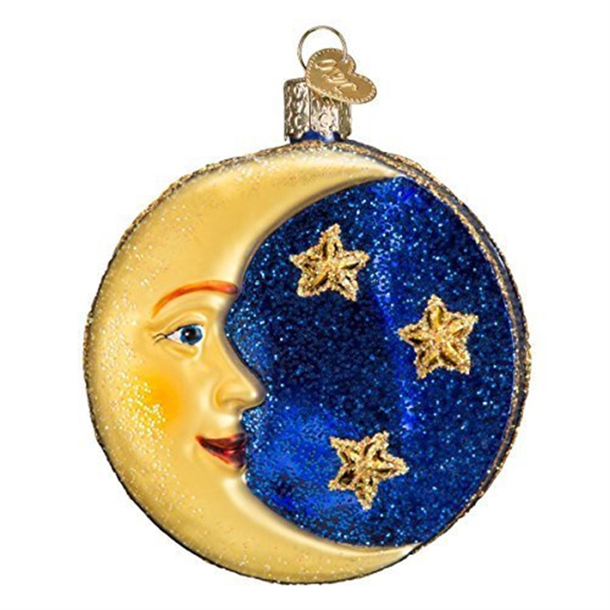 Old World Christmas Man In The Moon Glass Blown Ornament