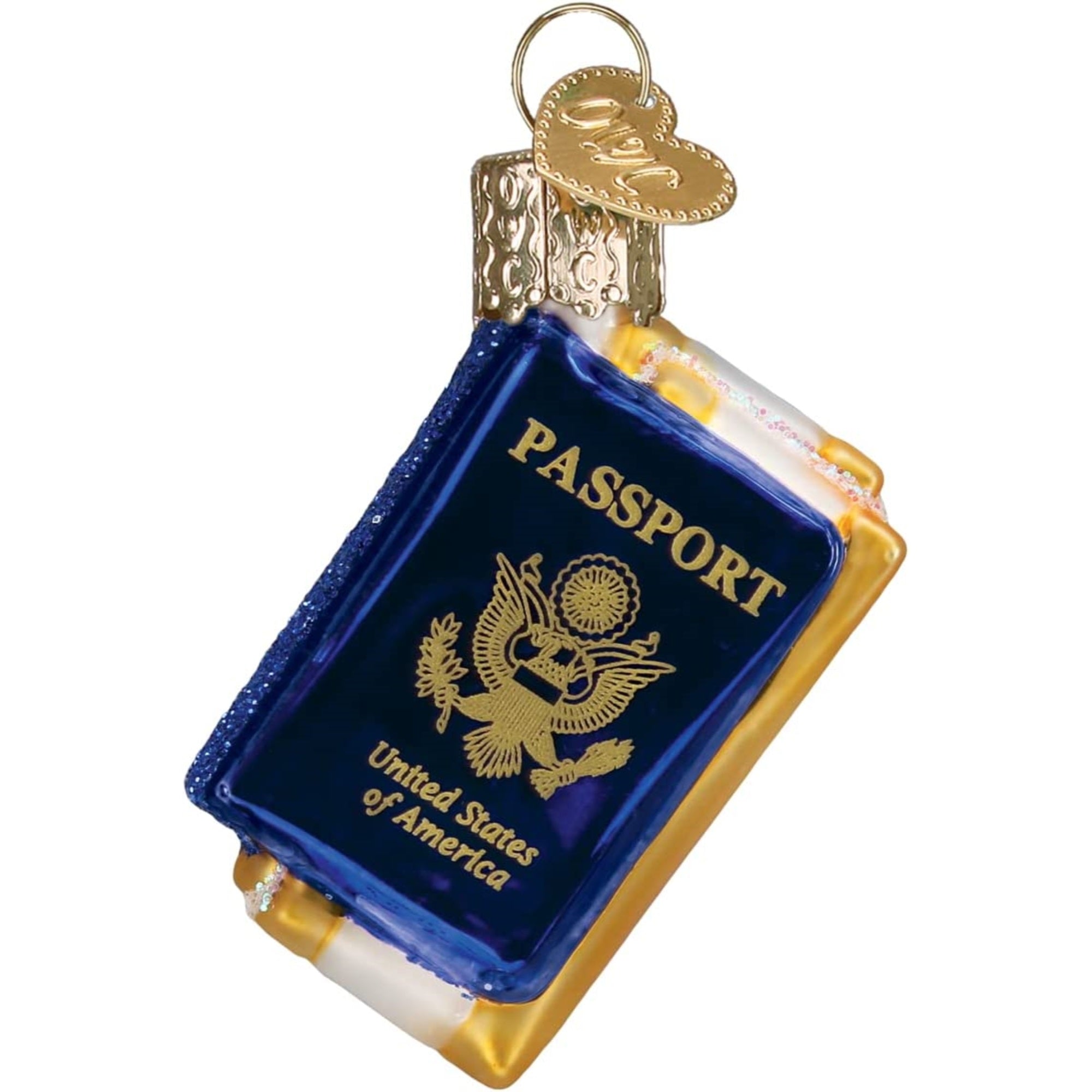 Old World Christmas Mini Blown Glass Passport Ornament, 2.25"