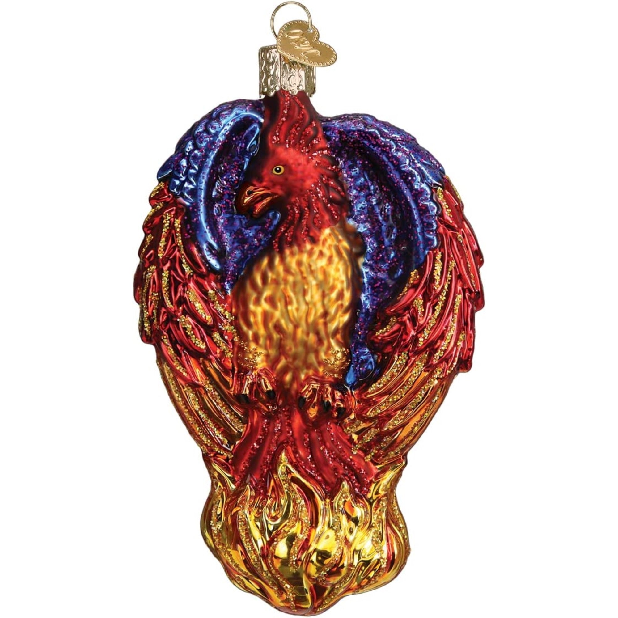 Old World Christmas Glass Blown Fiery Phoenix Ornament, 5"