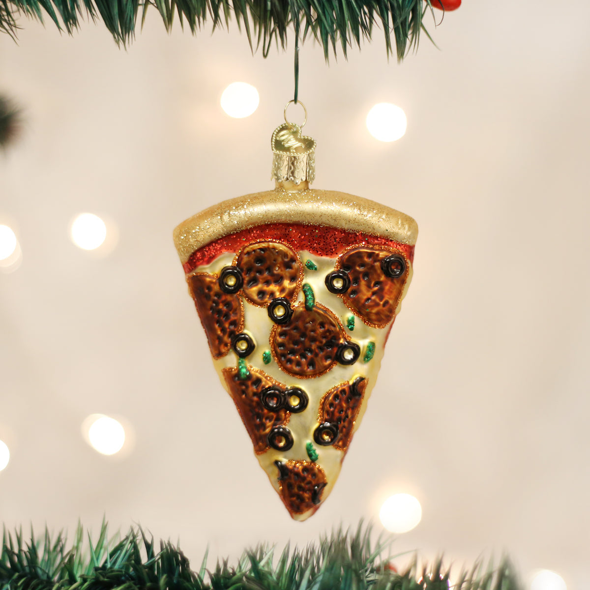 Old World Christmas Glass Blown Pizza Slice Ornament