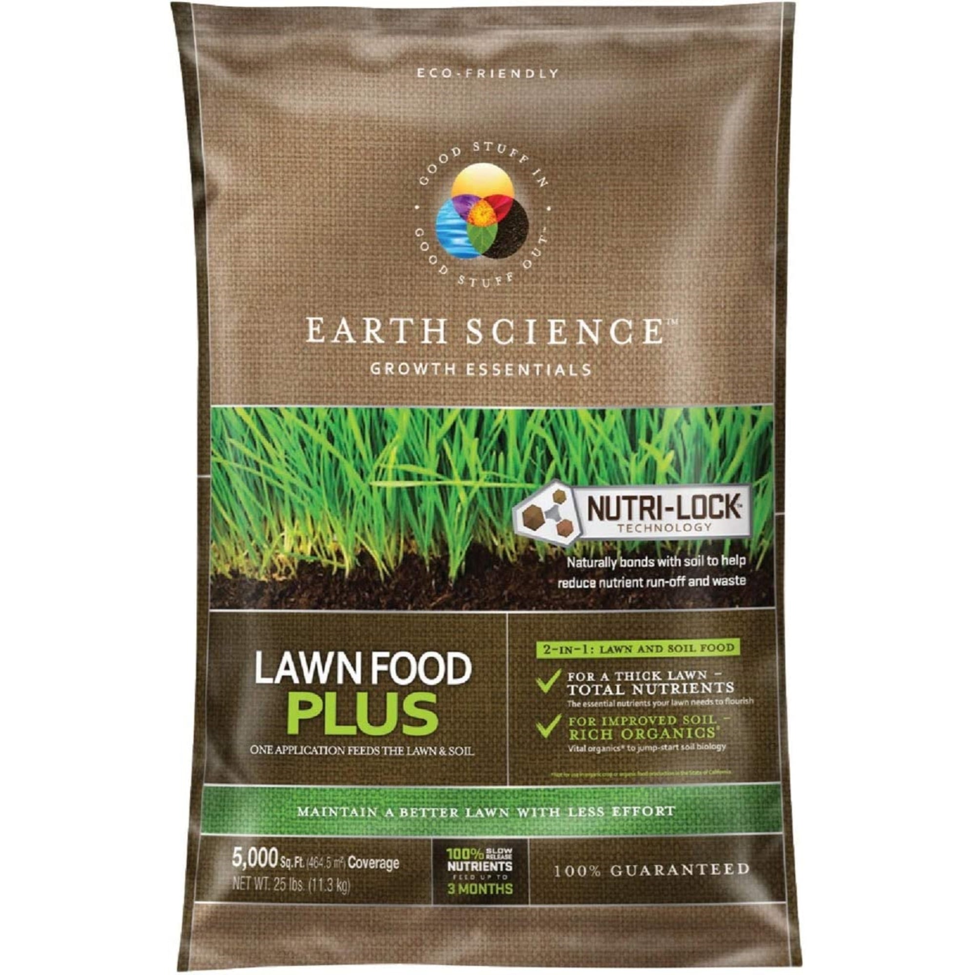 ENCAP Earth Science Lawn Food Plus, 25 lb bag, Covers 5,000 SqFt