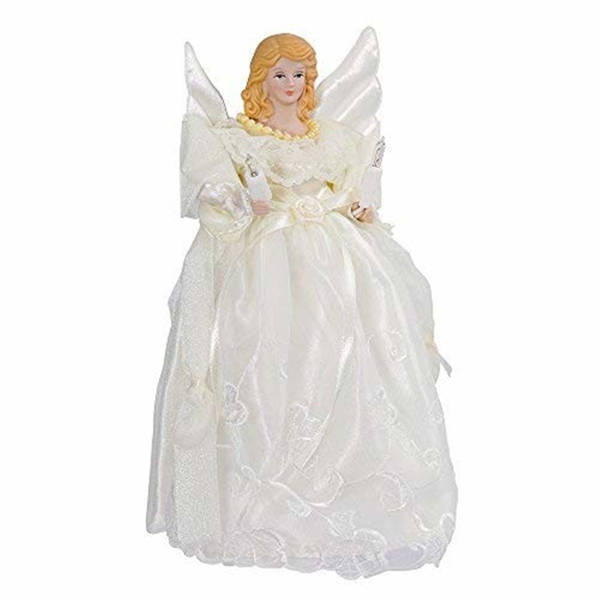 Kurt Adler 10-Inch Light-Up Gold/Ivory Angel Christmas Tree Topper