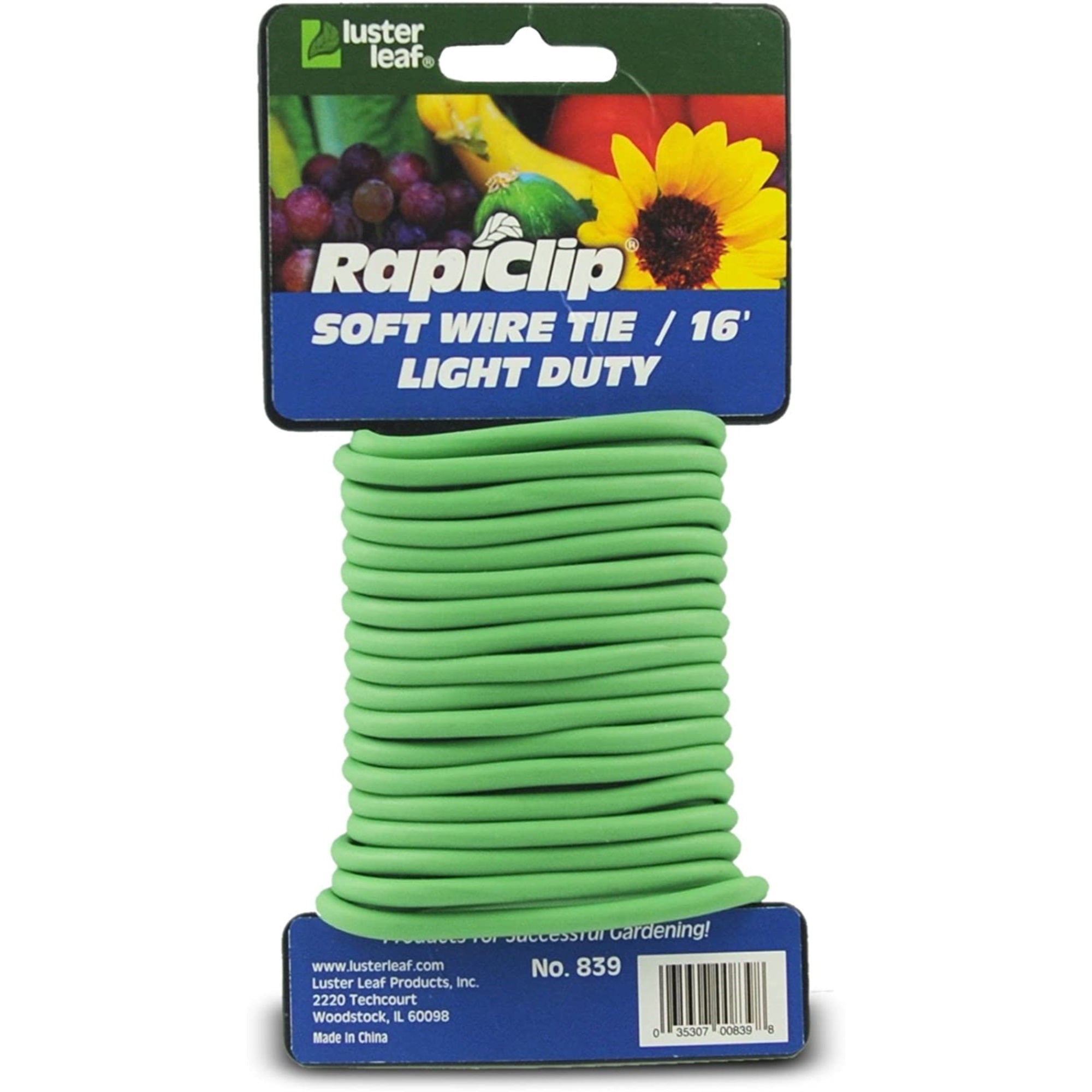 Luster Leaf 856 Rapiclip Vinyl Stretch Plant Wire Tie, Green