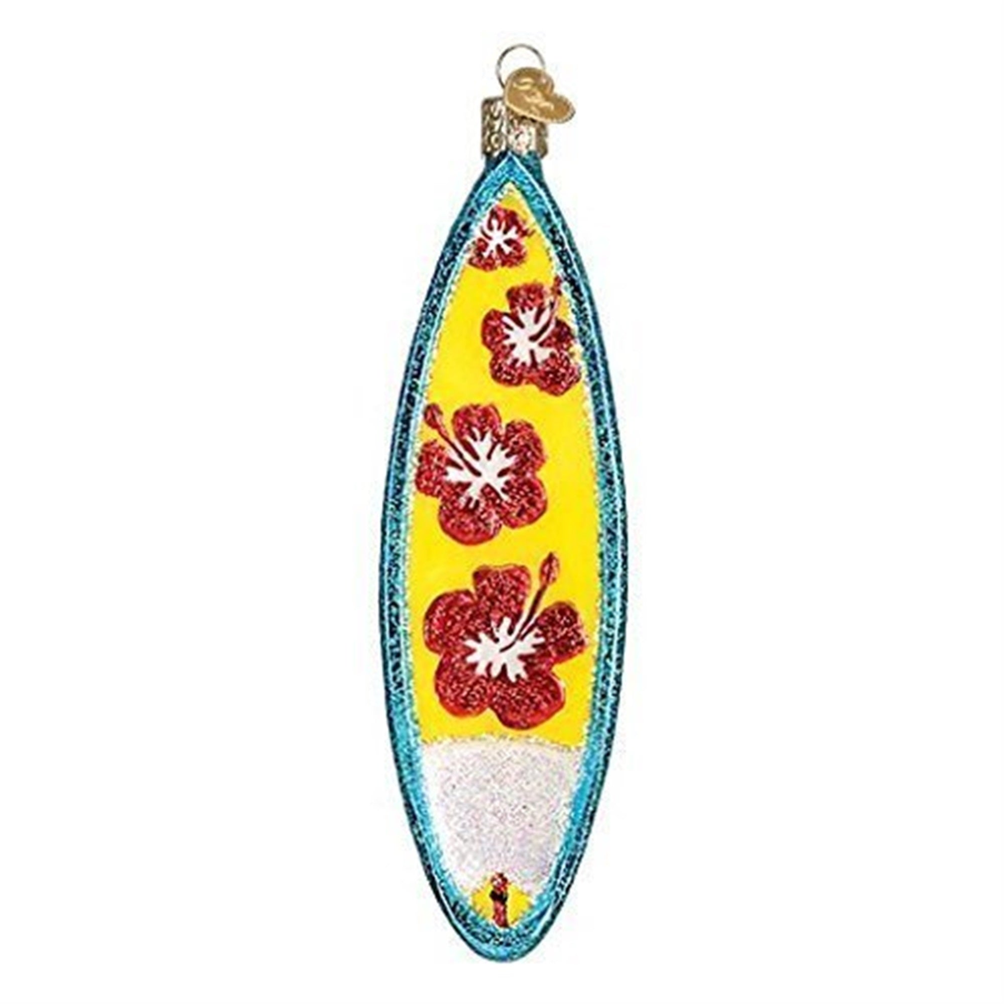 Old World Christmas Glass Blown Surfboard Ornament