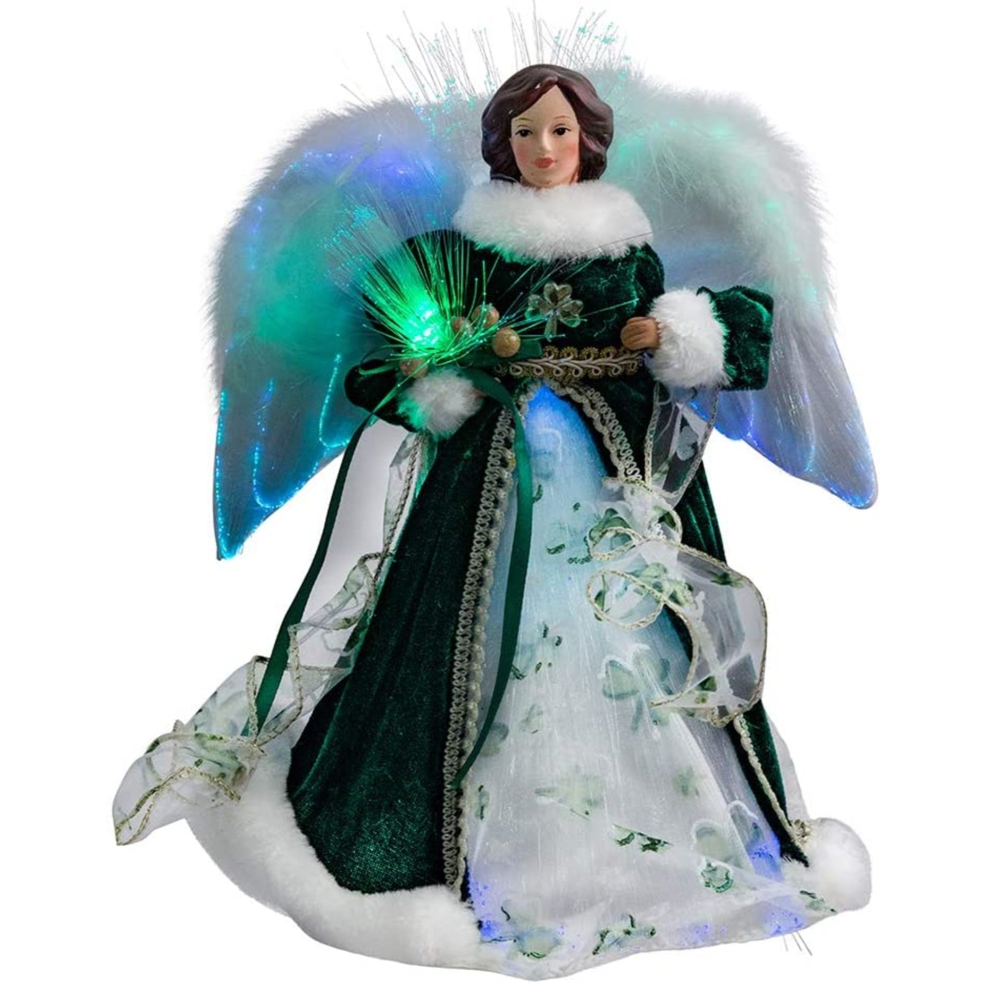 Kurt Adler Fiber Optic Irish Angel Treetop 12-Inch