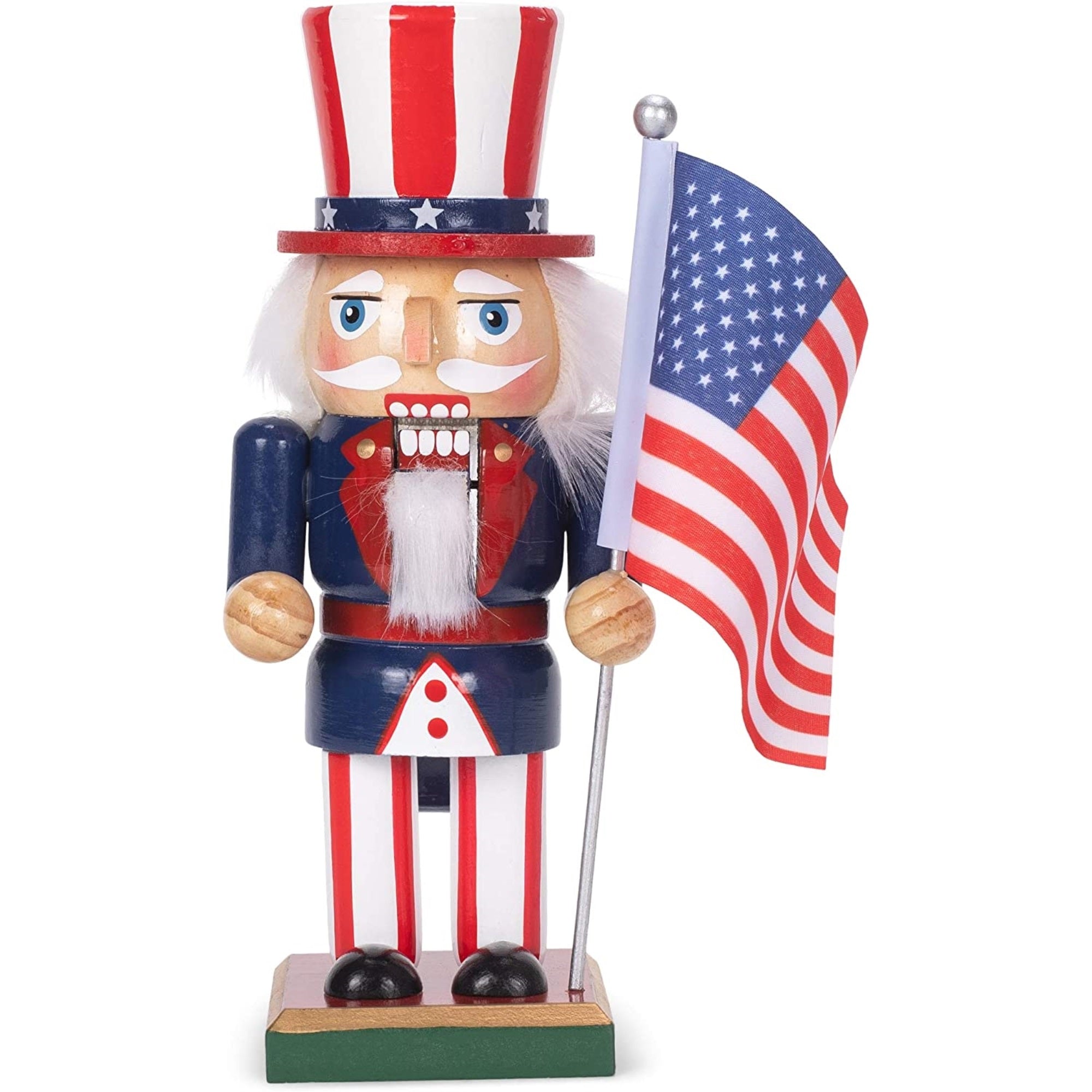 Kurt Adler Wooden American Nutcracker, Red, White, and Blue - 9"