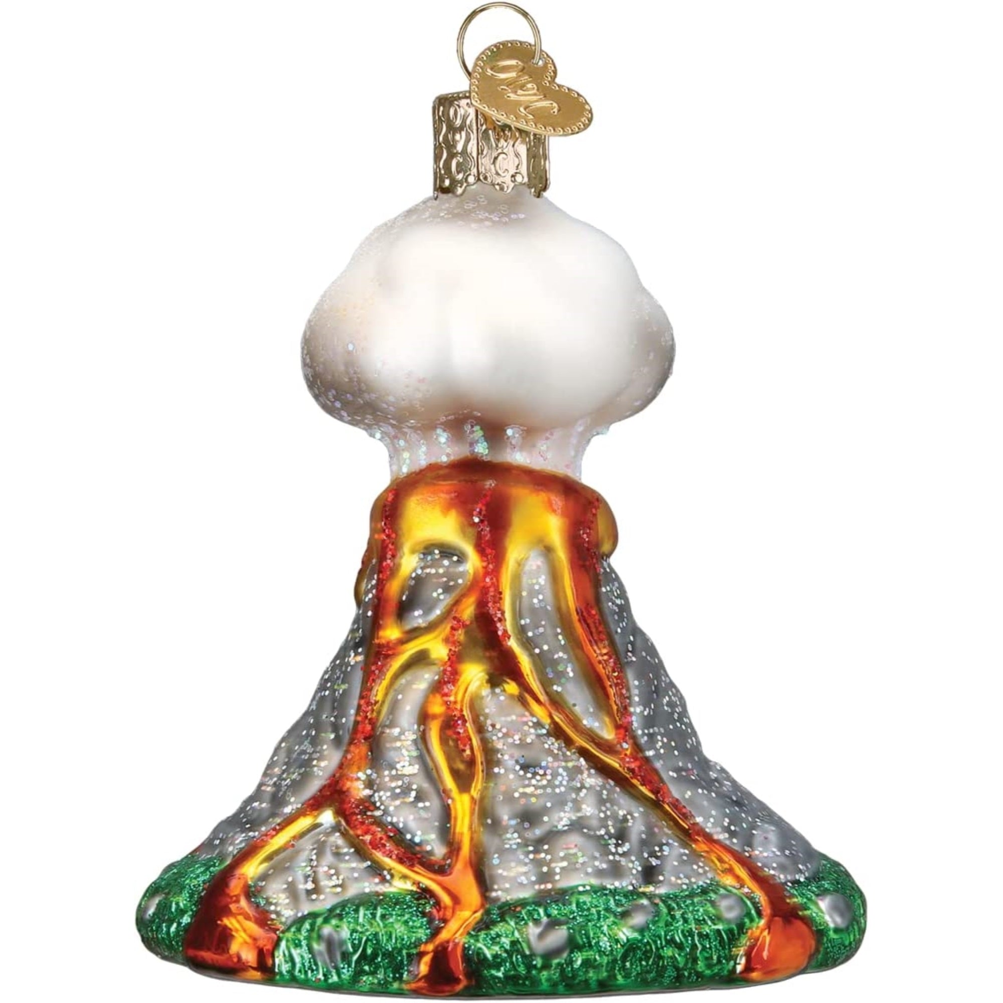 Old World Christmas Blown Glass 'I Lava You' Volcano Ornament, 3.5"