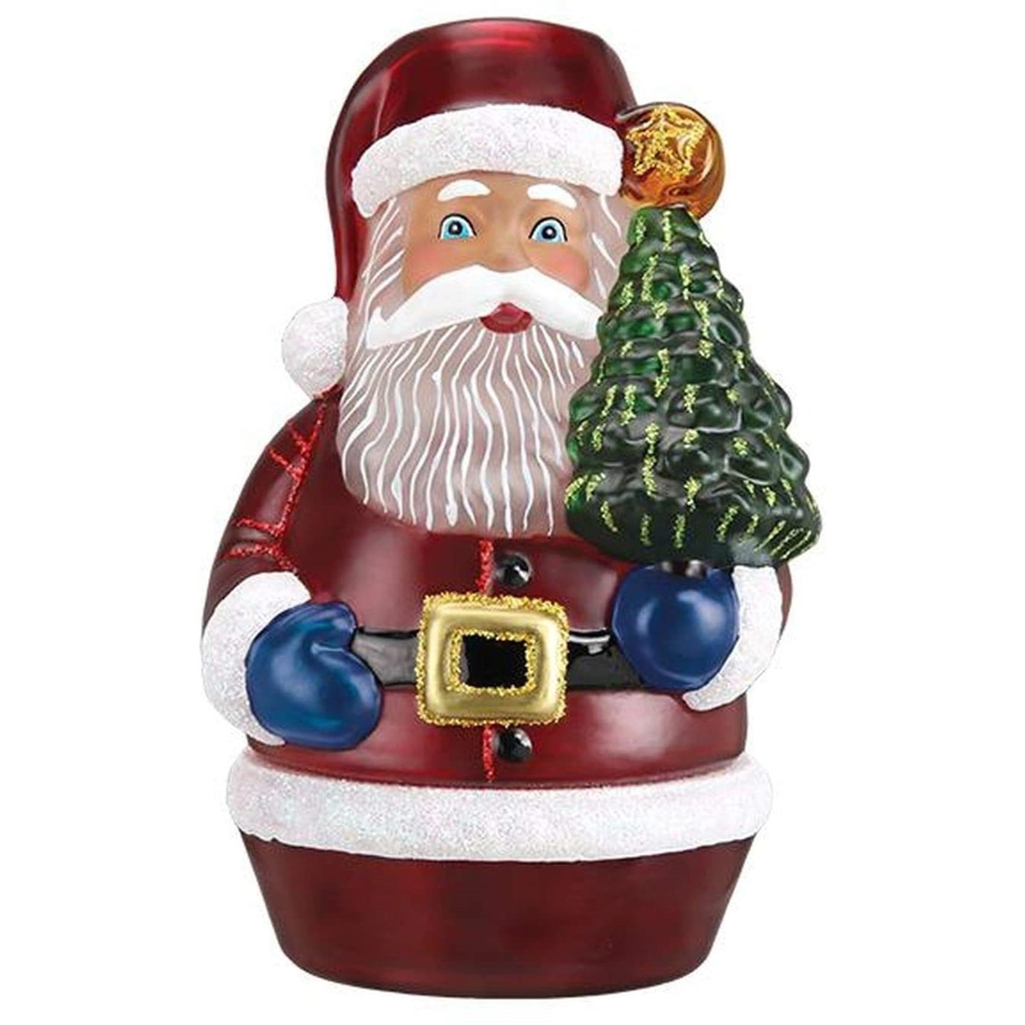 Old World Christmas Santa W/ Tree Candle Light Tabletop Figurine, 6.5"