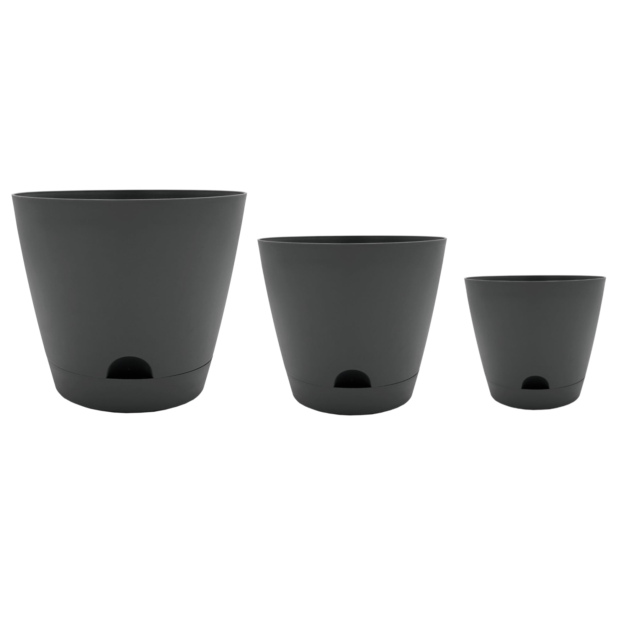 Classic Home and Garden Indoor/Outdoor Plastic Tilden Self-Watering Planters, Slate Gray, Assorted Sizes, Set of 3