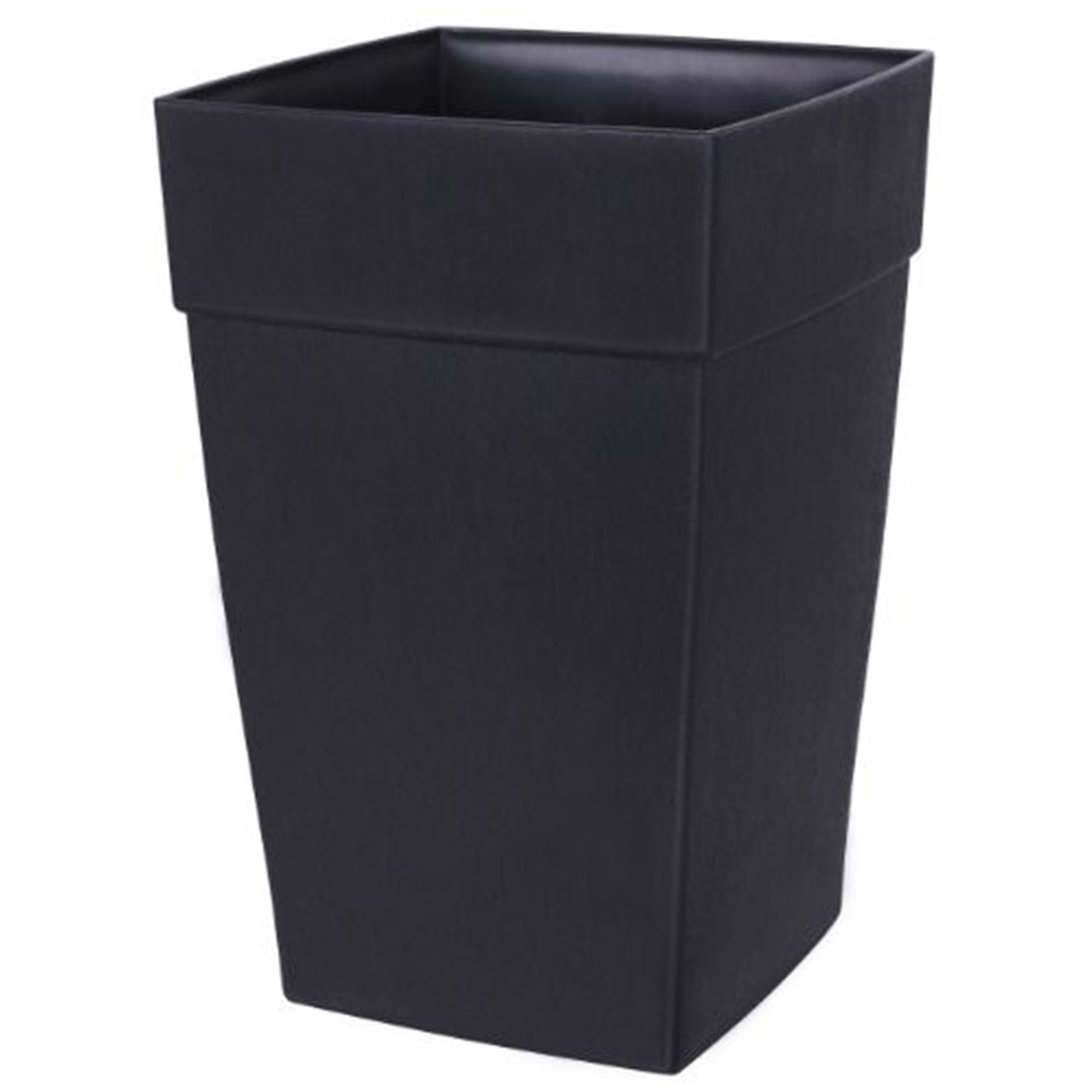 DCN Square Plastic Harmony Self-Watering Tall Planter, Black, 12" x 18"