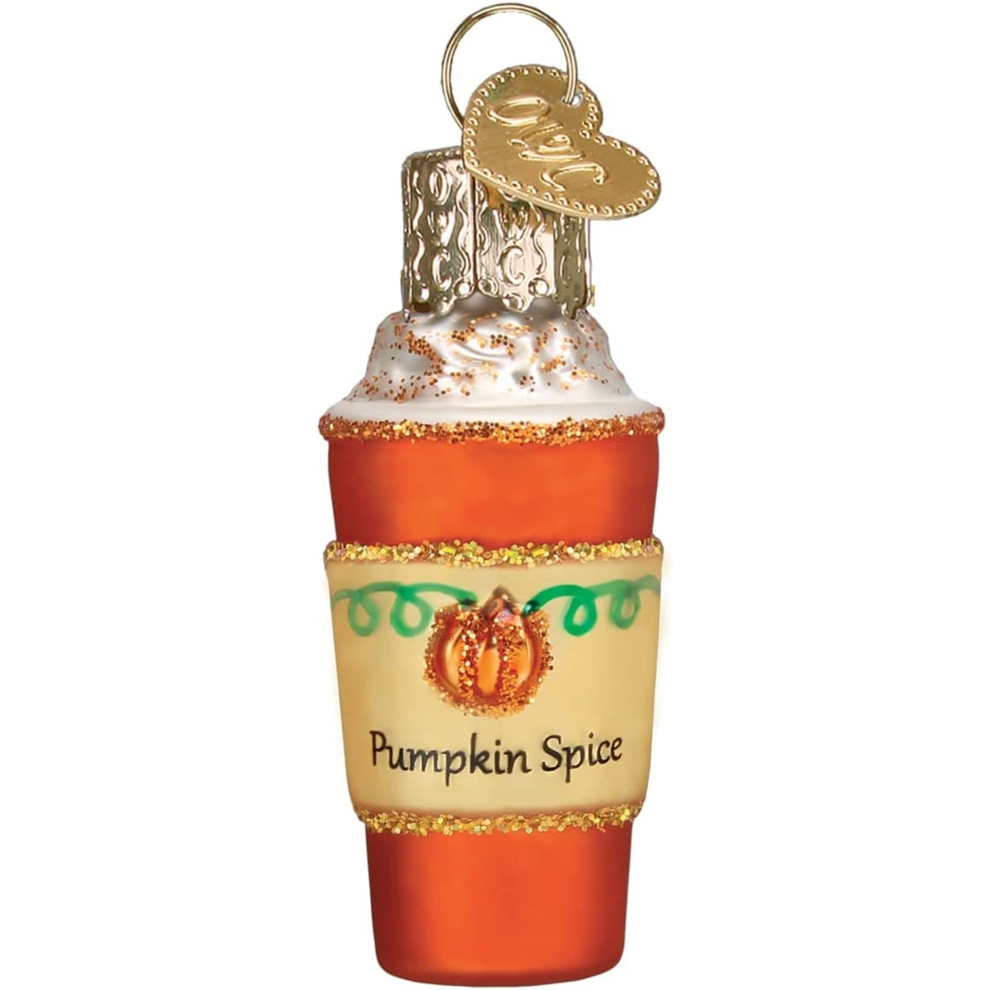 Old World Christmas Mini Blown Glass Pumpkin Spice Latte Ornament, 2"