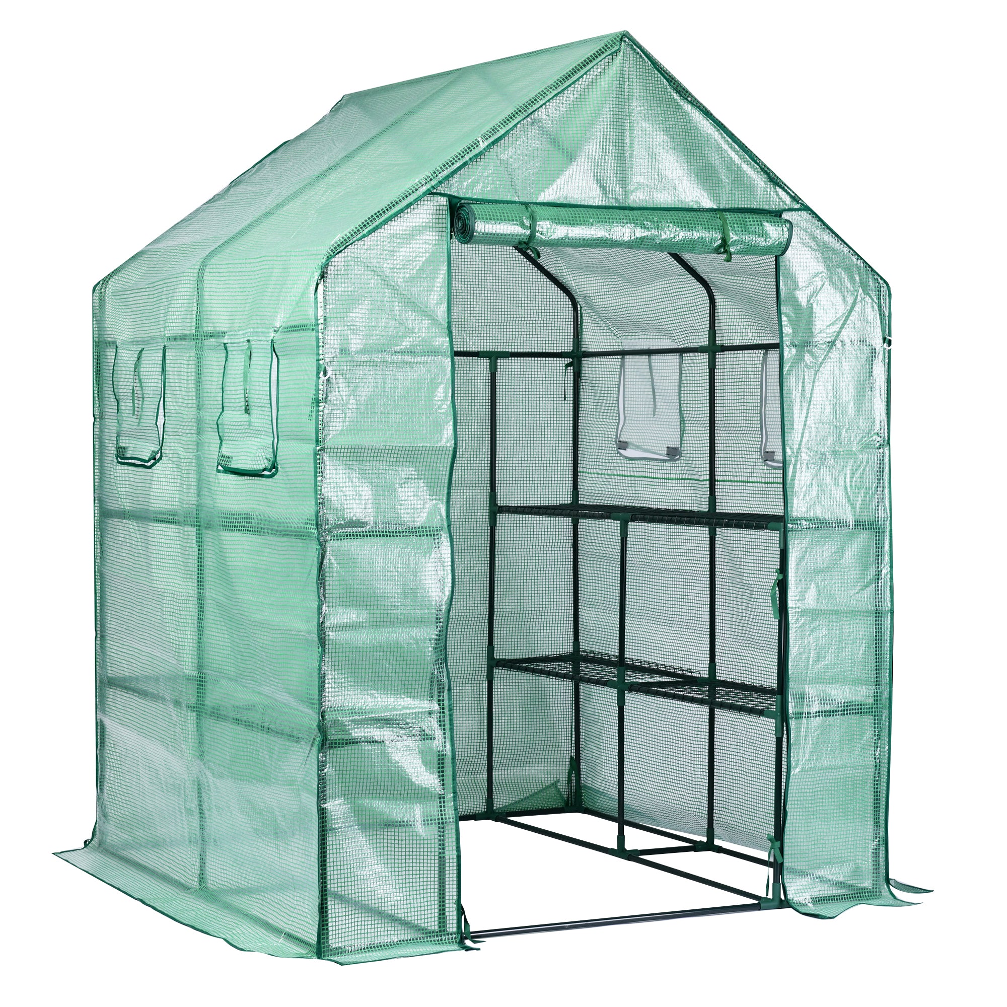 Garden Elements Personal Plastic Indoor/Outdoor Standing Greenhouse For Seed Starting and Propagation, Frost Protection, Green, Large 56" x 56" x 77"