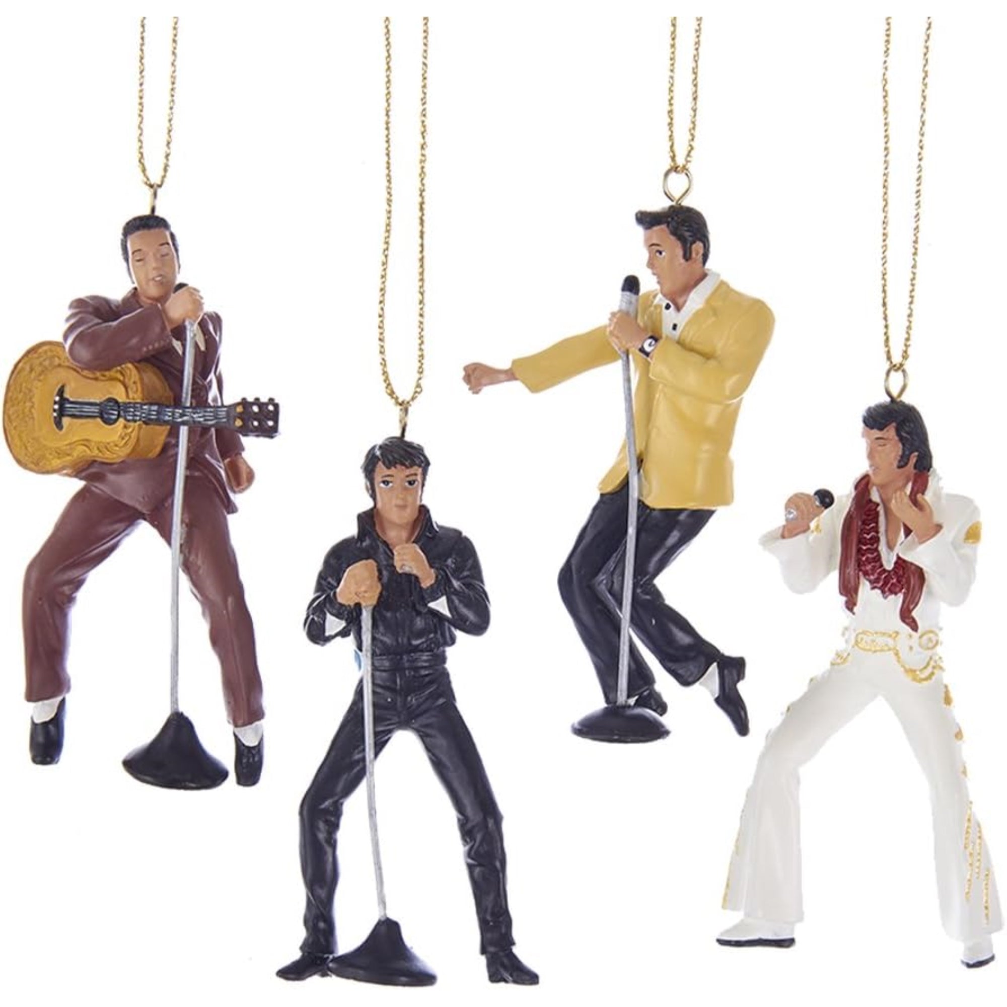 Kurt Adler Resin Elvis Presley 4-Piece Ornament Gift Set, Multicolored, 2.5"