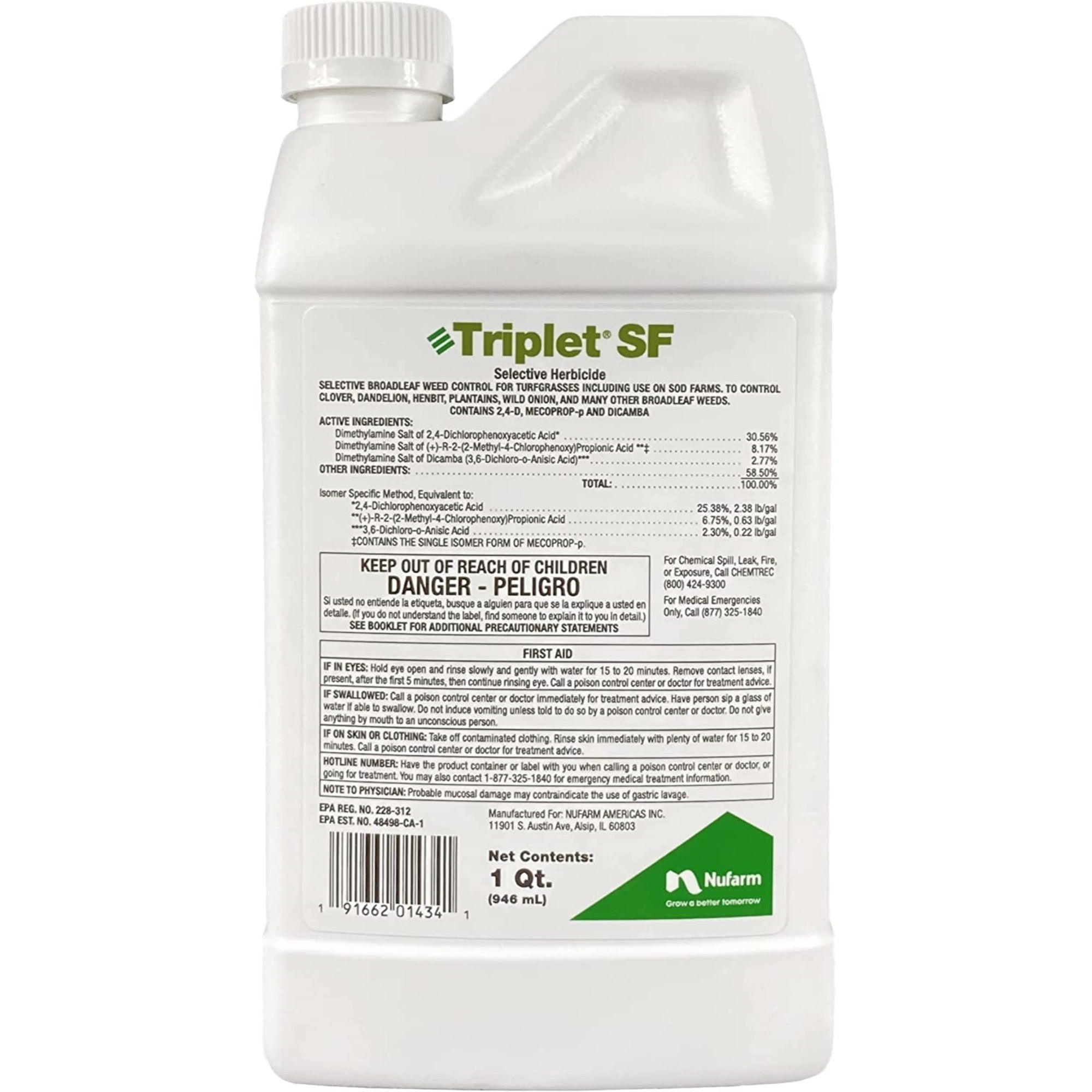 Nufarm Triplet SF Selective Herbicide, Post-Emergent Broadleaf Herbicide, 32 oz