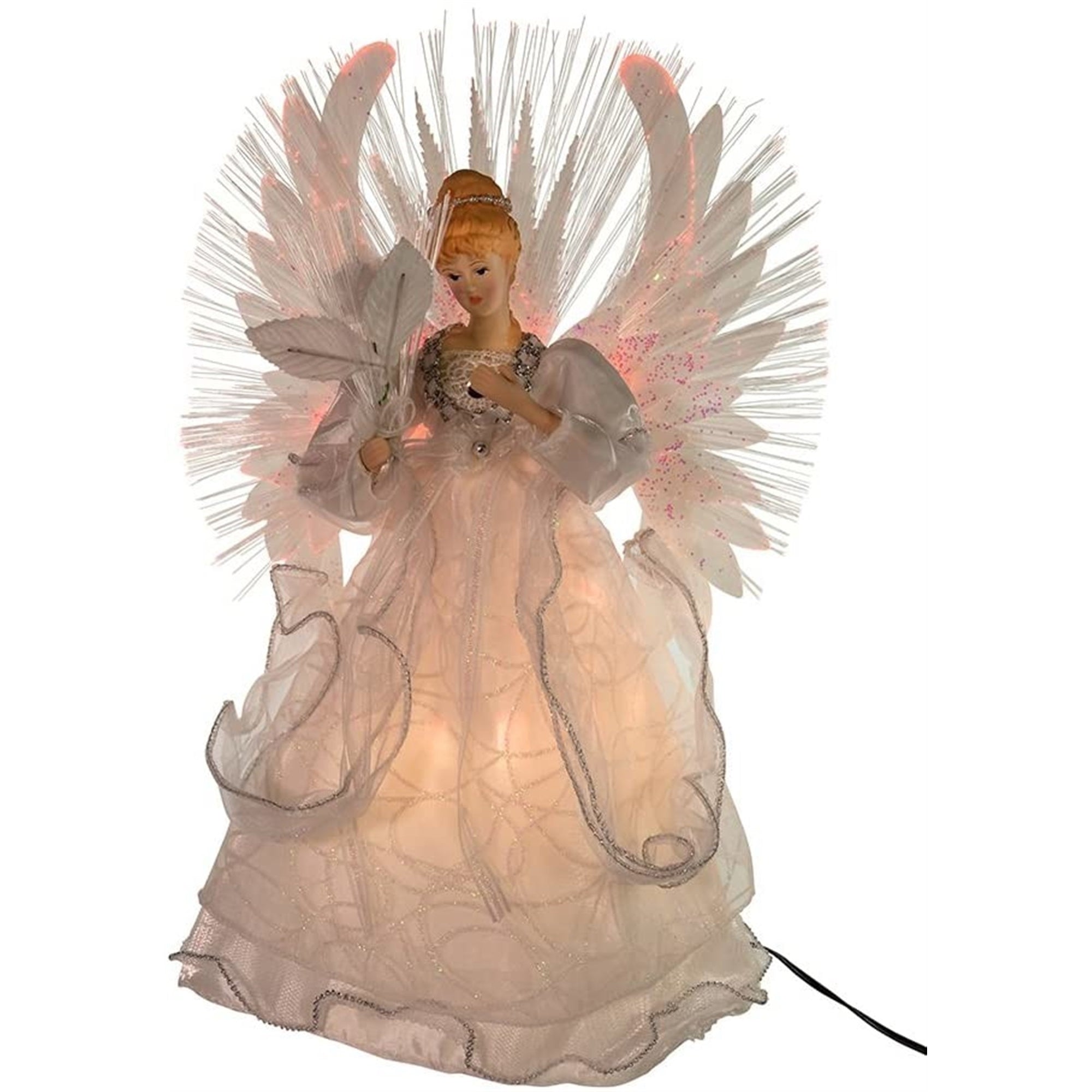 Kurt Adler Fiber-Optic Multi-Colored Angel Lighted Treetop, 14"