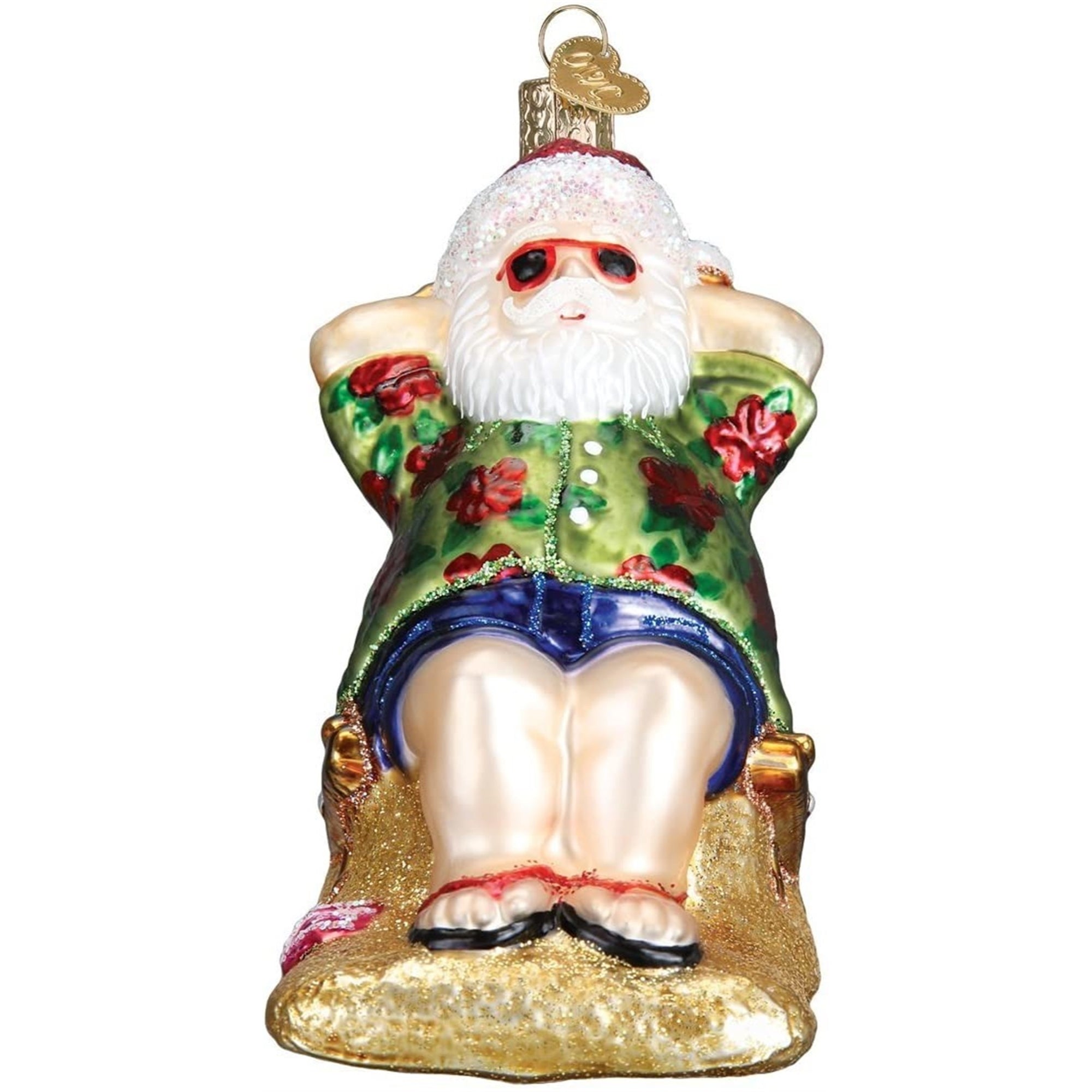 Old World Christmas Glass Blown Sunning Santa Ornament